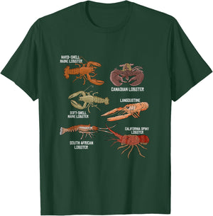 Lobster Species Illustration Biology Crustaceans T-Shirt - T-Shirt | Forest