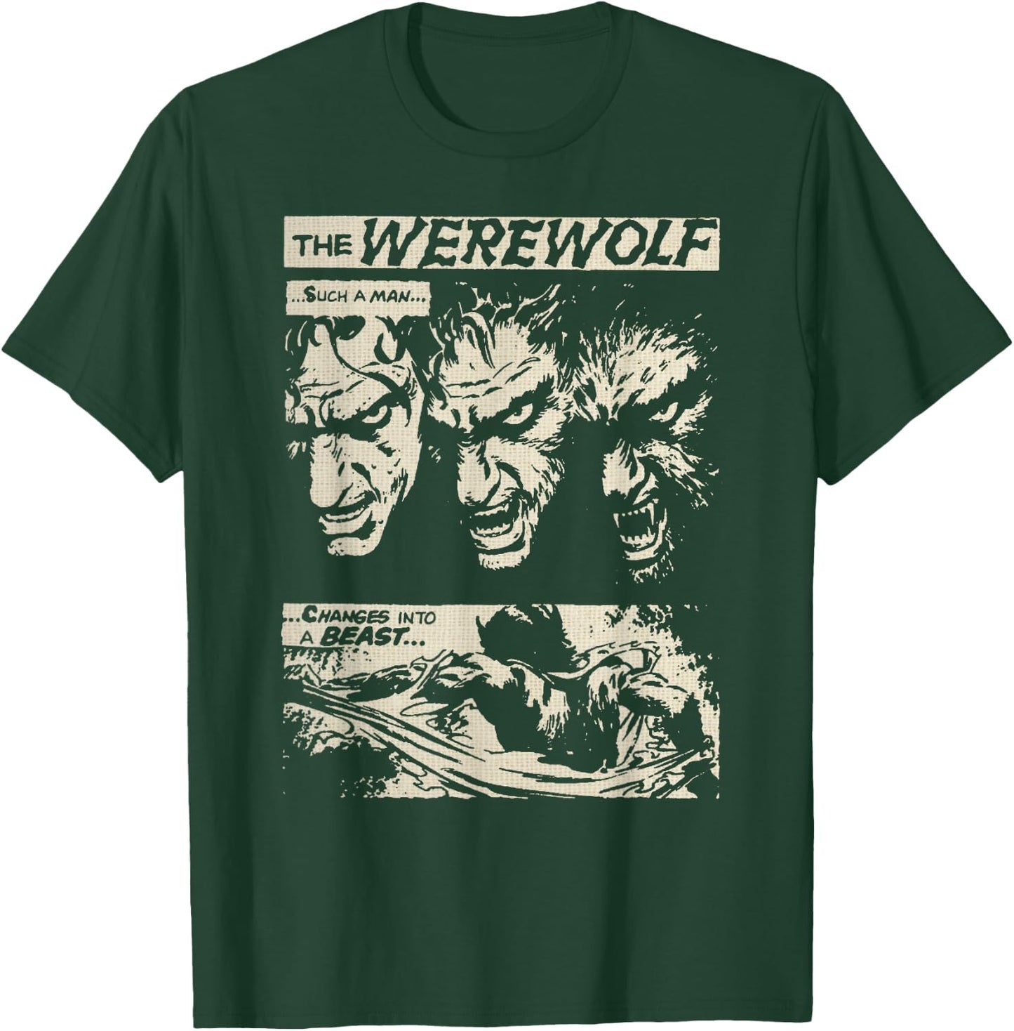 Classic Horror Movie Monster Horror Comic Werewolf Man Wolf T-Shirt - T-Shirt | Forest