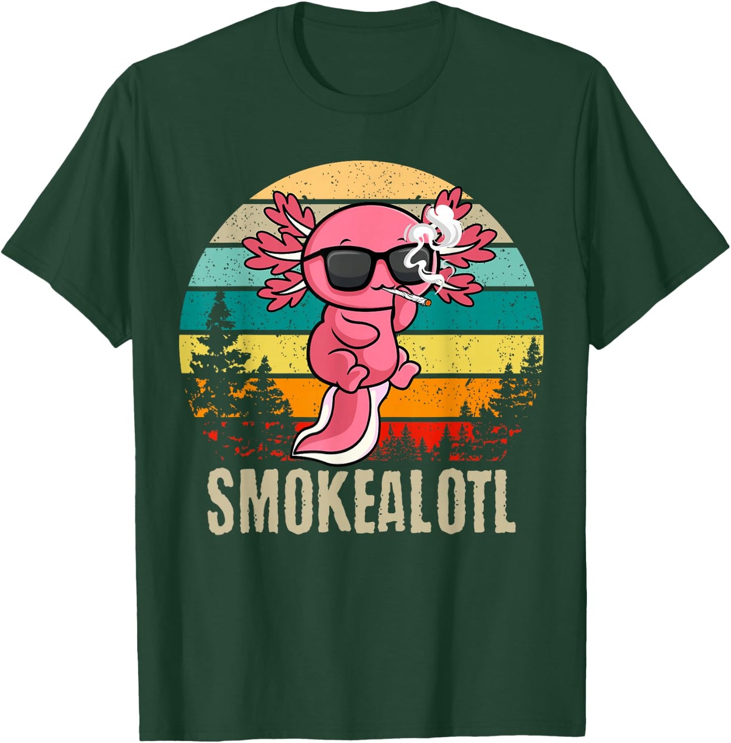 Vintage Sea Salamander Smokealotl Weed Smoking Axolotl T-Shirt - T-Shirt | Forest