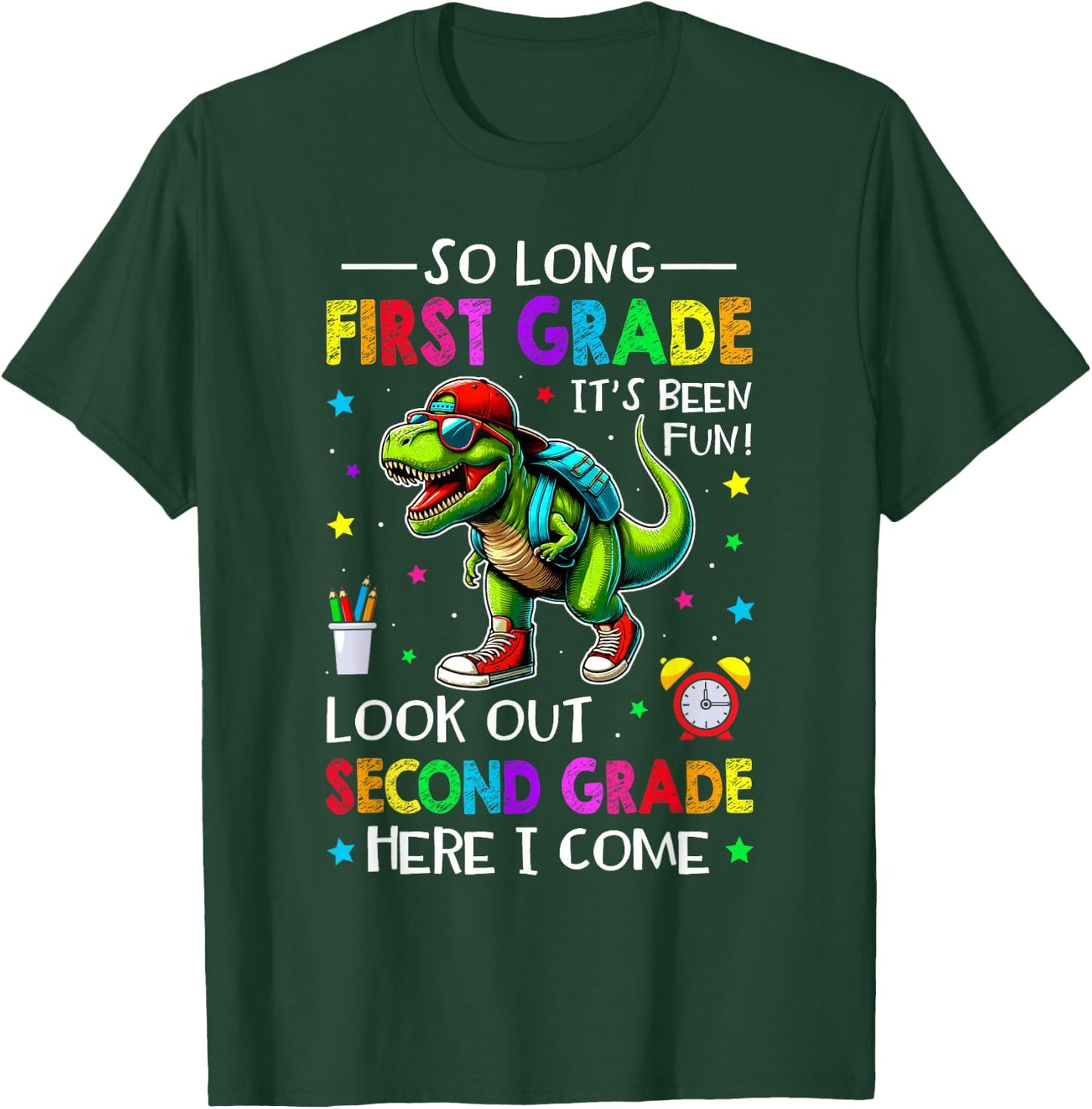 So Long First Grade Hello Second Grade Dinosaur Boys 1st Day T-Shirt - T-Shirt | Forest