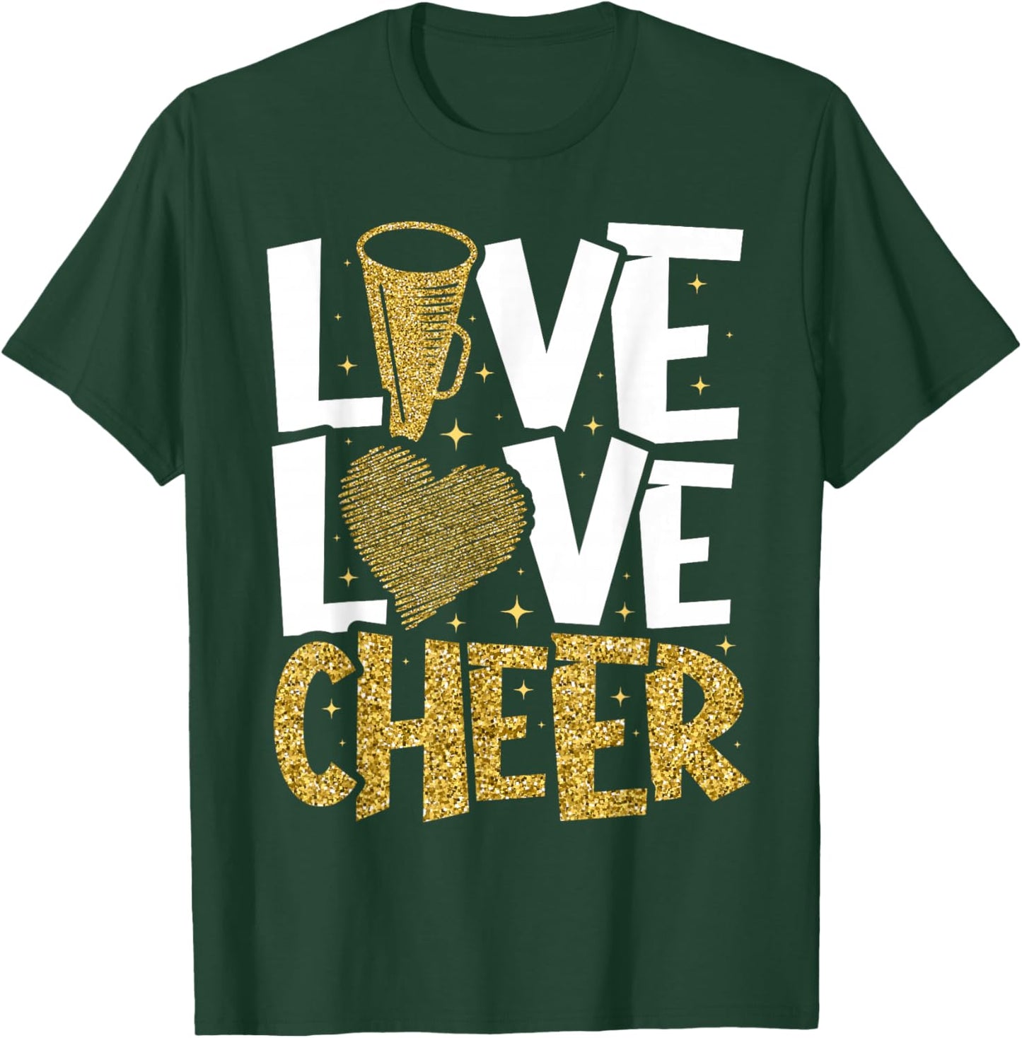 Live Love Cheer Girl Cheerleading Cheerleader Women Cheer T-Shirt - T-Shirt | Forest