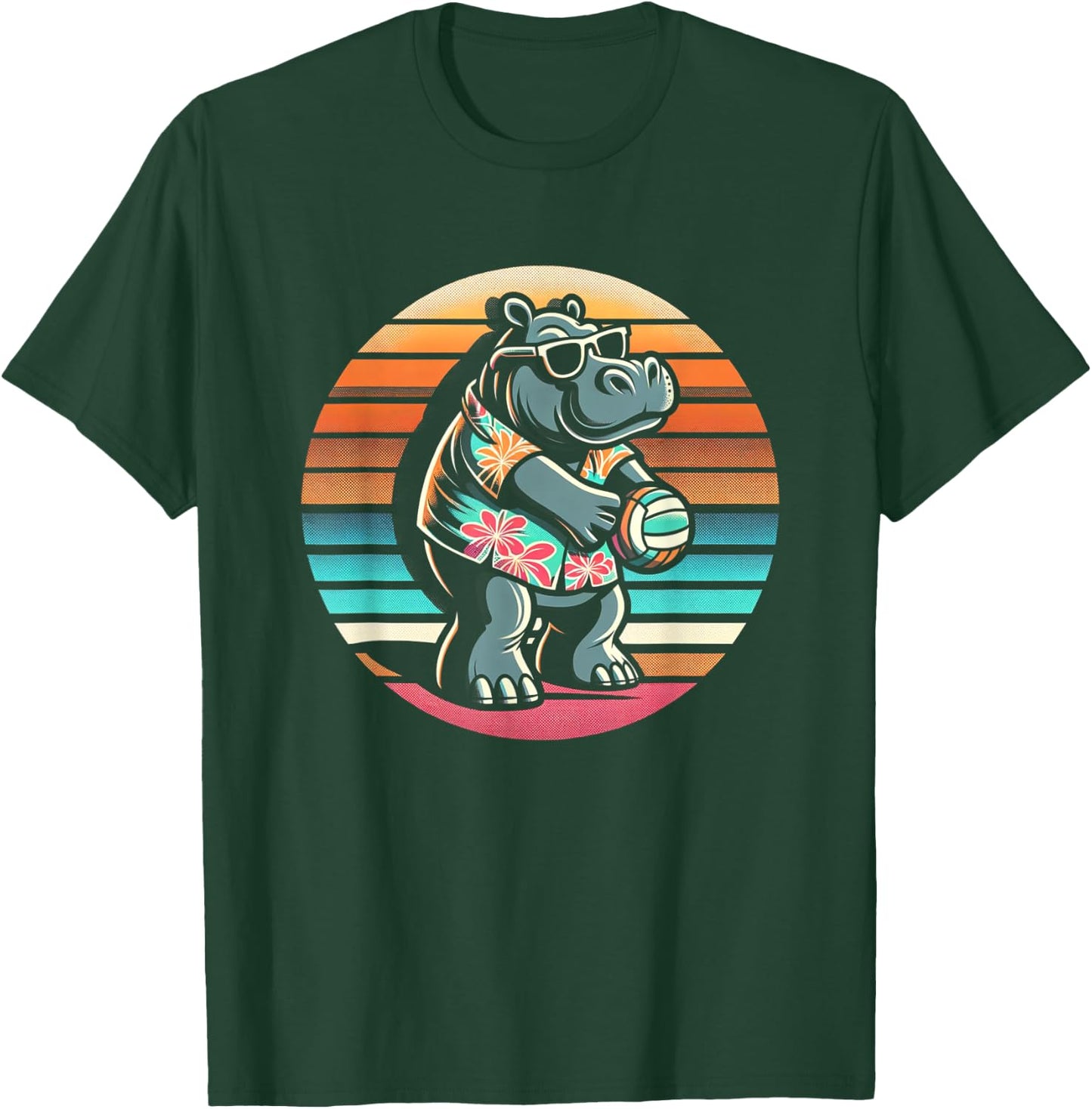 Beach Volleyball Hippo Volleyball T-Shirt - T-Shirt | Forest