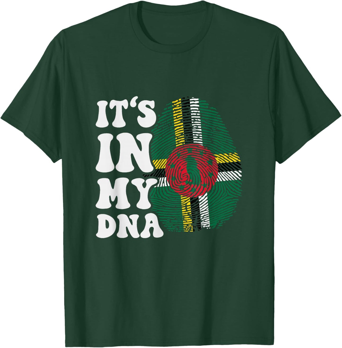 Funny it's in my DNA Dominica flag Fingerprint T-Shirt - T-Shirt | Forest