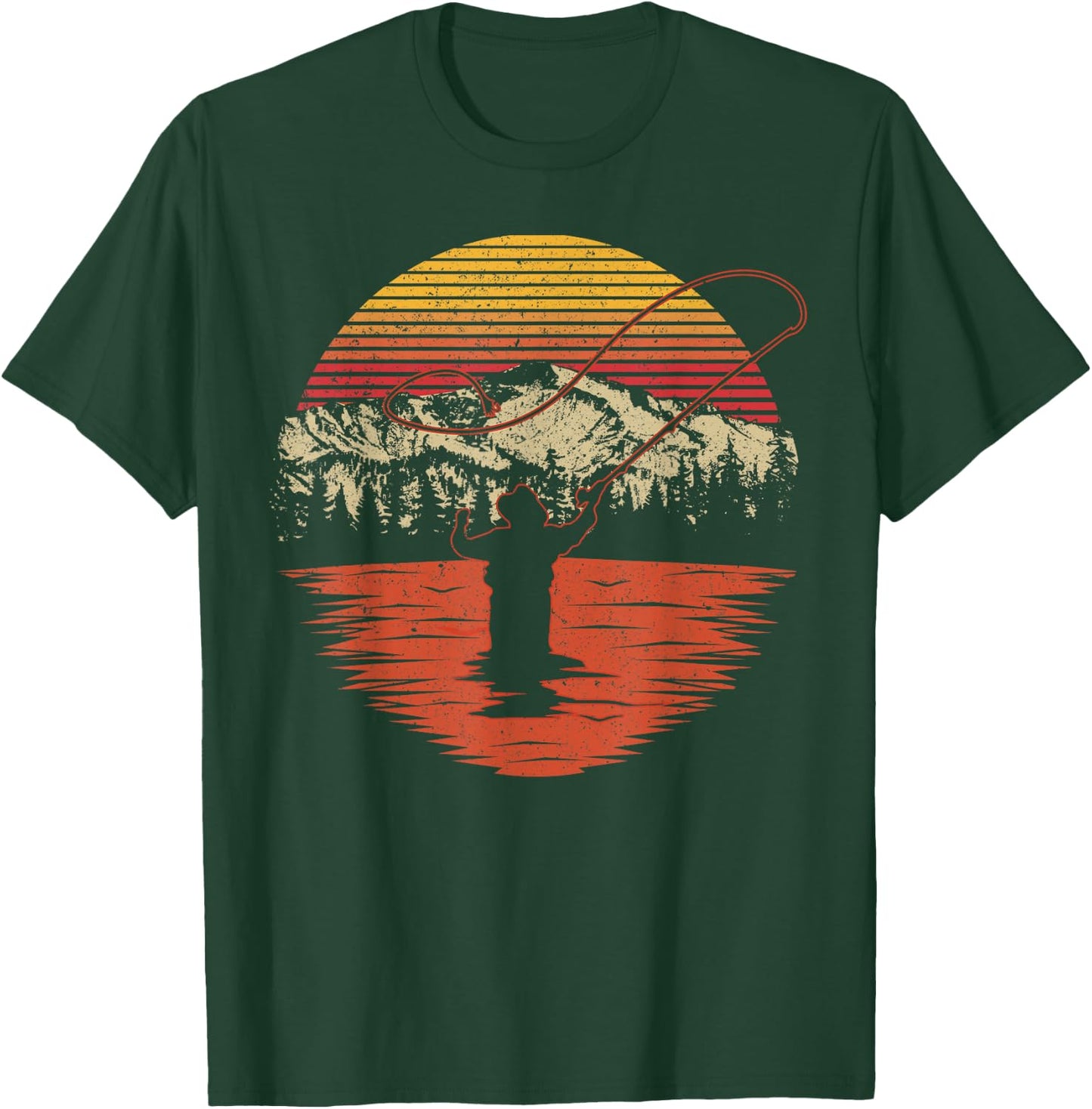 Retro Vintage Fly Fishing Shirt - Fly Fisherman T-Shirt - T-Shirt | Forest