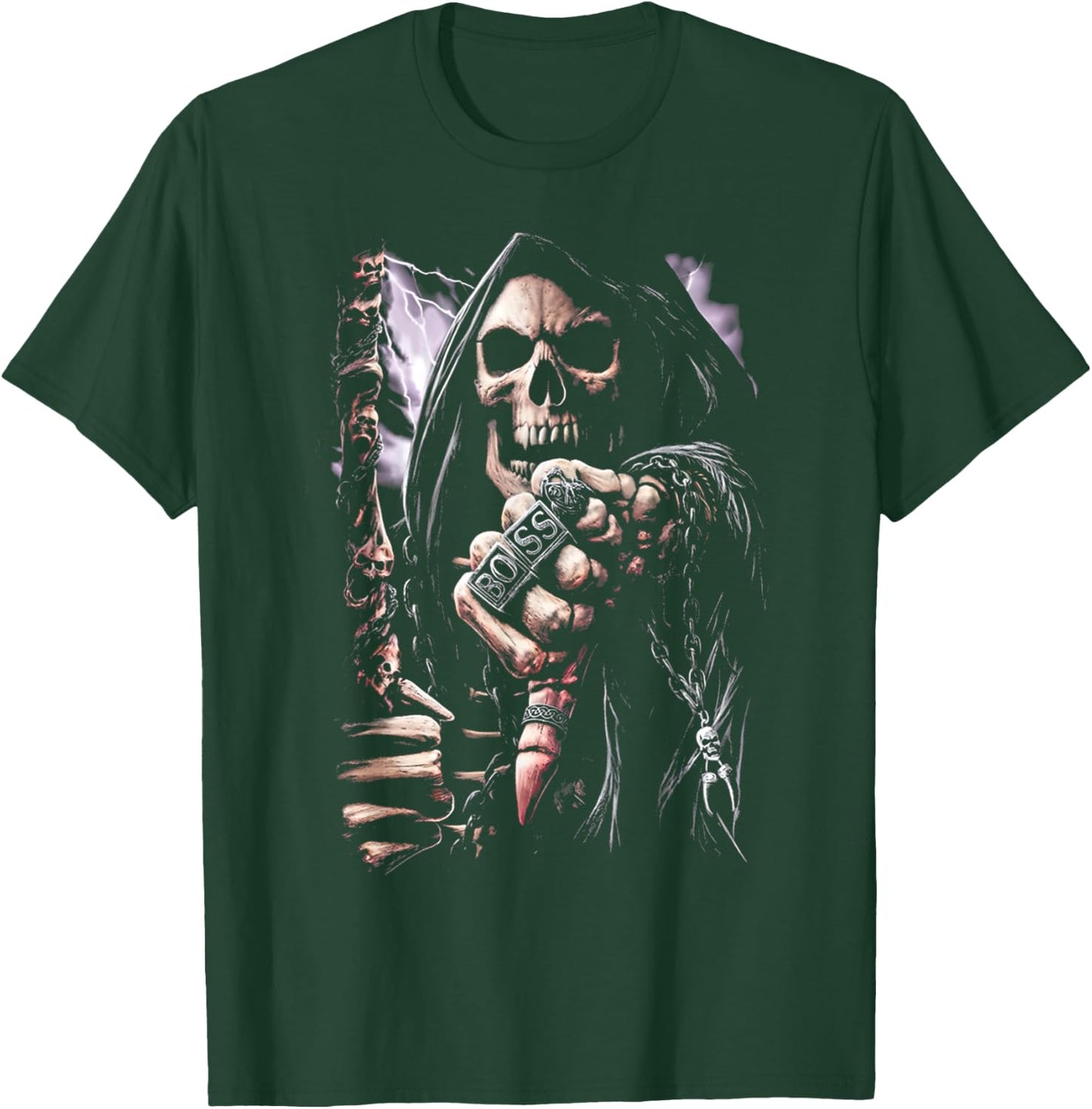 Scary Grim Reaper Boss Ring Death Skeleton Skull Halloween T-Shirt - T-Shirt | Forest