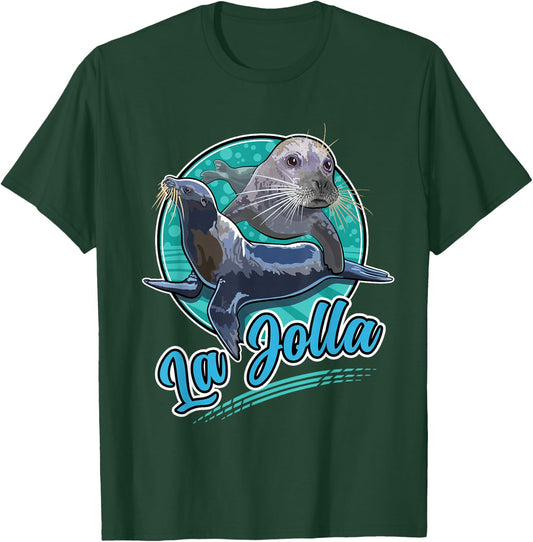 La Jolla California Seal and Sea Lion Cove Beach San Diego T-Shirt - T-Shirt | Forest