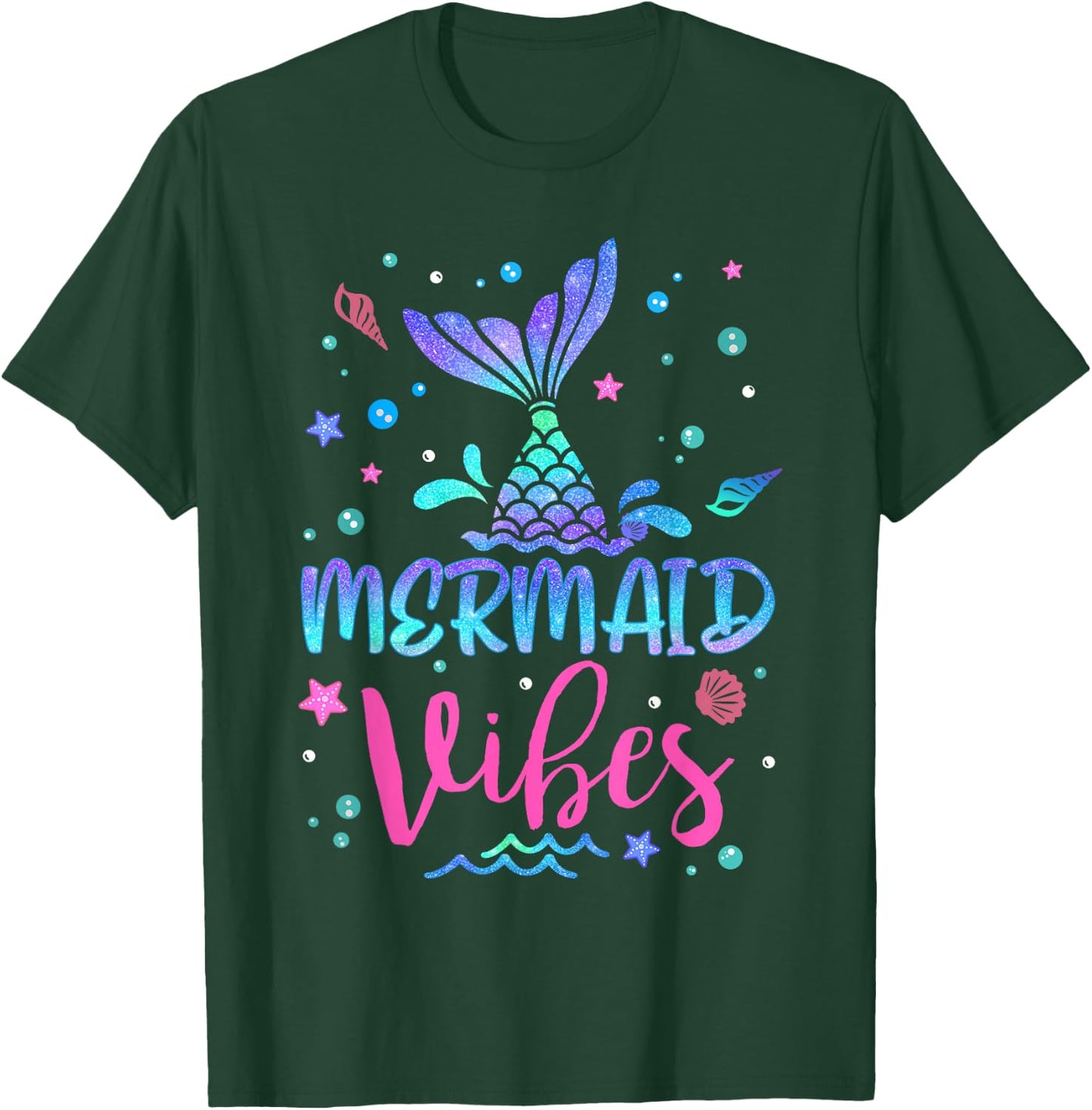 Mermaid Vibes Party Mermaid Tail Matching Family Squad T-Shirt - T-Shirt | Forest