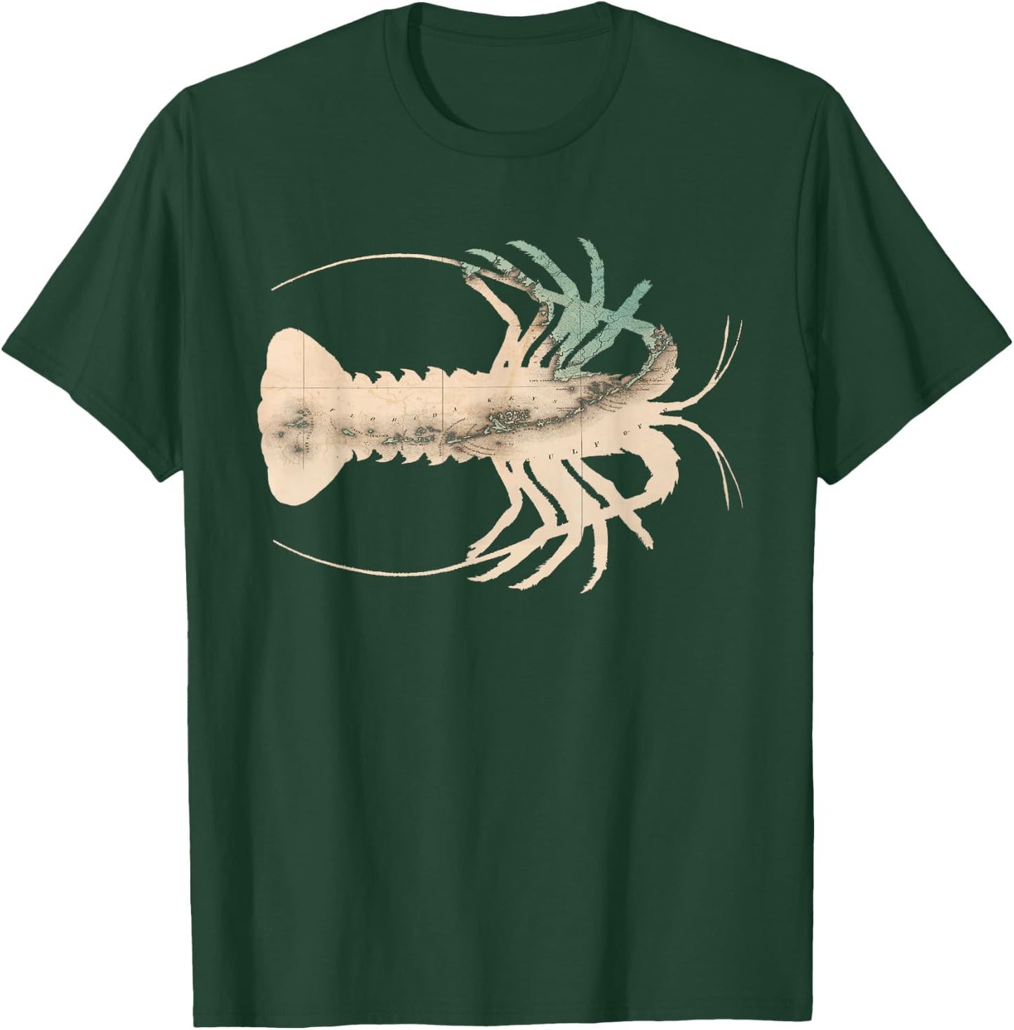Florida Keys Caribbean Spiny Lobster Map Silhouette T-Shirt - T-Shirt | Forest