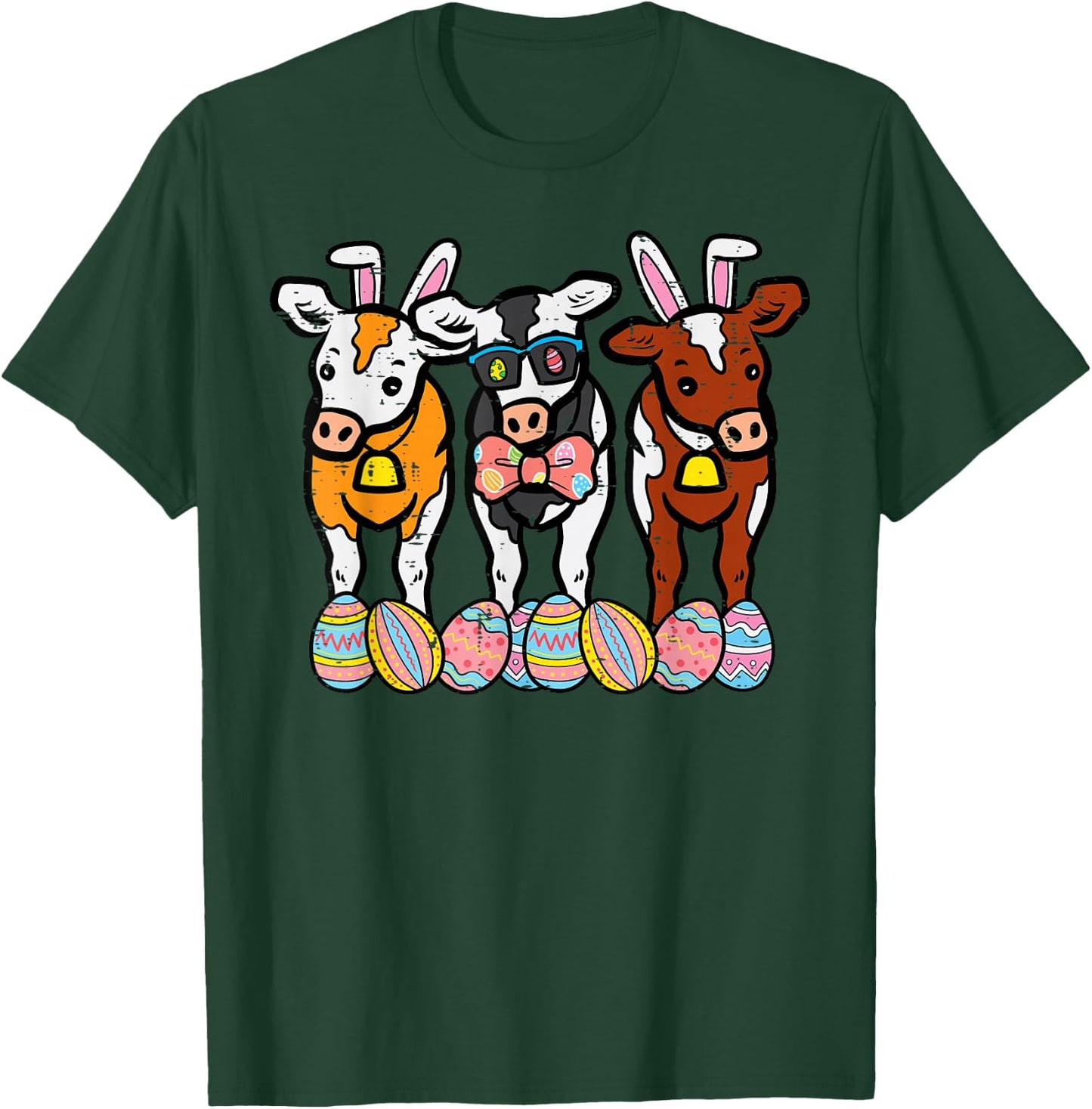 Easter Cow Bunnies Eggs Funny Rabbit Farming Men Women Kids T-Shirt - T-Shirt | Forest