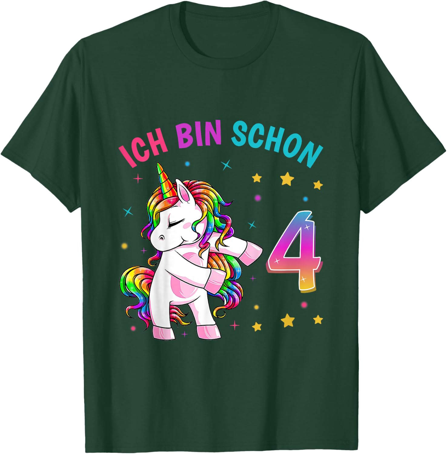 4 Geburtstag Mädchen Ich Bin 4 Jahre alt Party Einhorn T-Shirt - T-Shirt | Forest