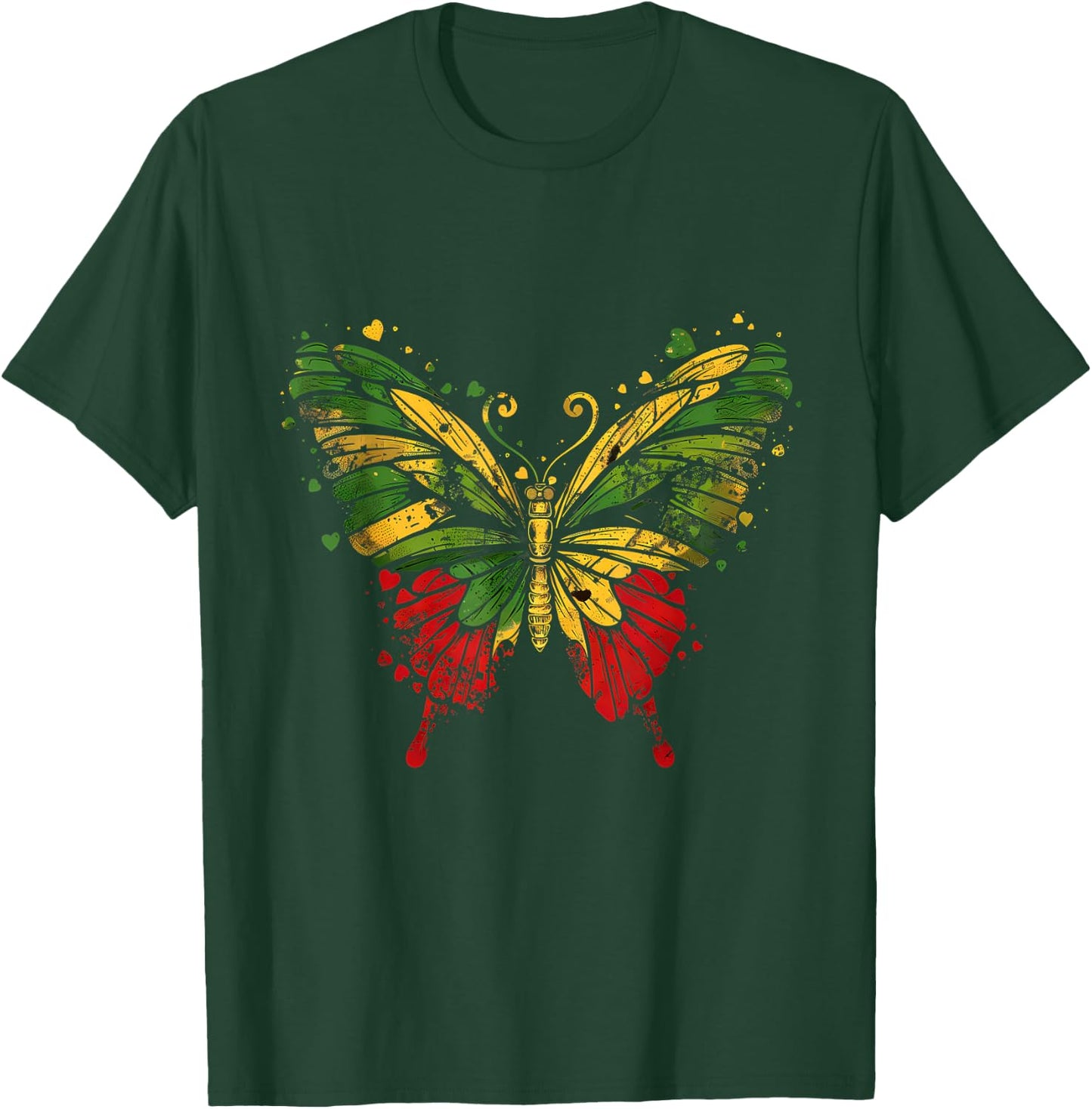 Reggae Butterfly Jamaican Pride Rastafari Roots Rasta T-Shirt - T-Shirt | Forest