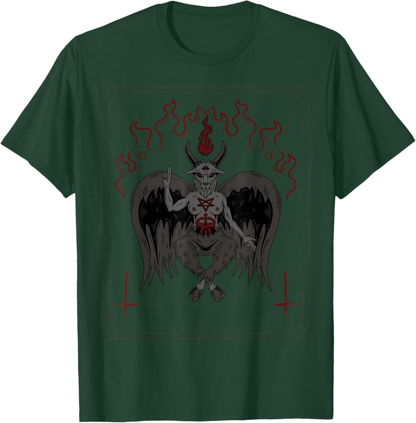 Lucifer Sigil Satan Satanic Goat Goth Baphomet Occult Gothic T-Shirt - T-Shirt | Forest