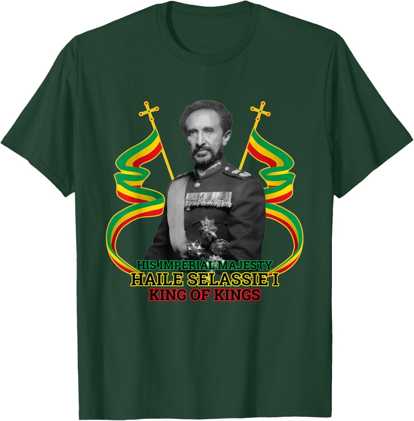 Ras Tafari His Imperial Majesty Haile Selassie T-Shirt - T-Shirt | Forest