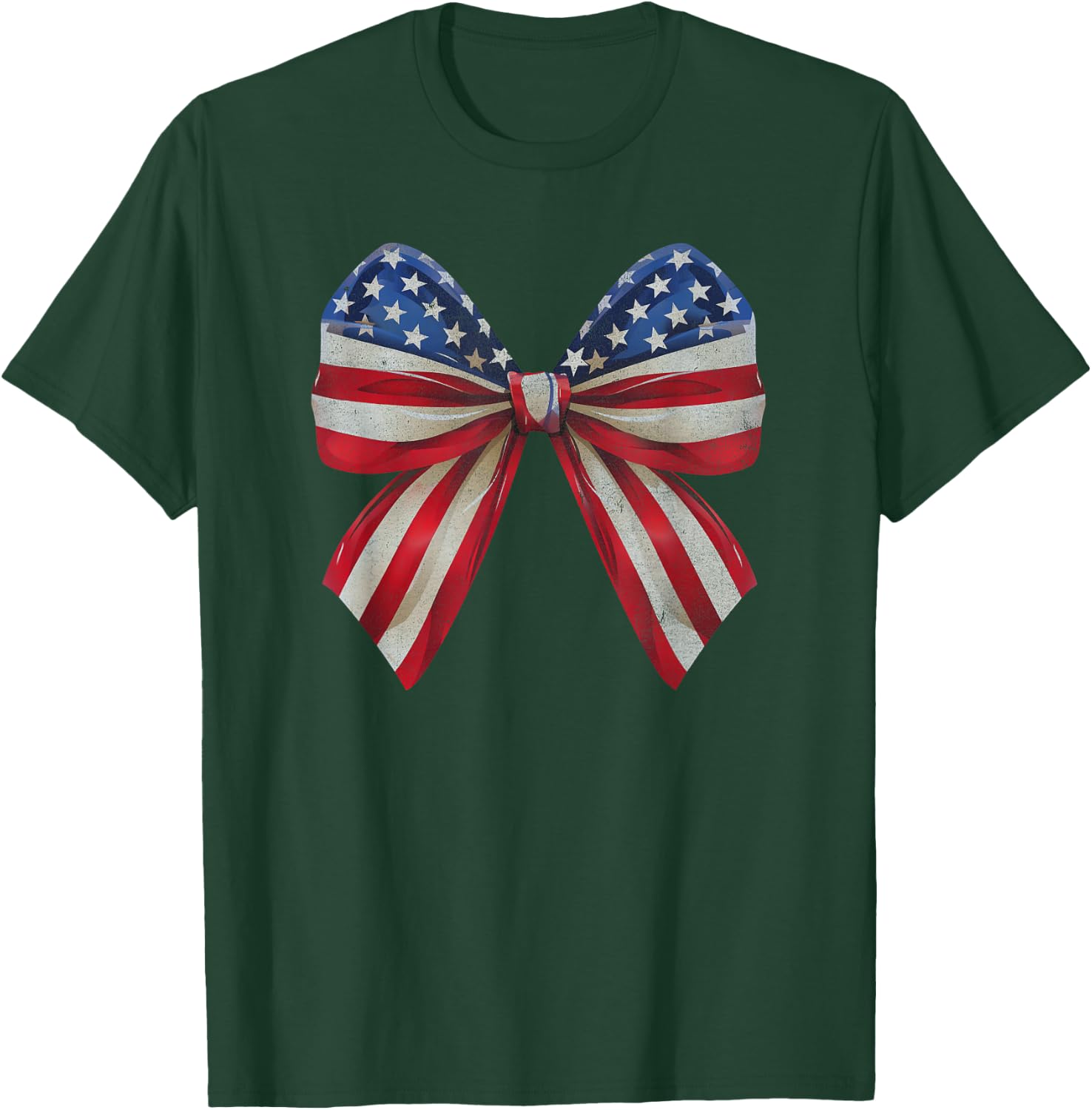 Coquette American Girly Coquette Bow 4th of July T-Shirt - T-Shirt | Forest