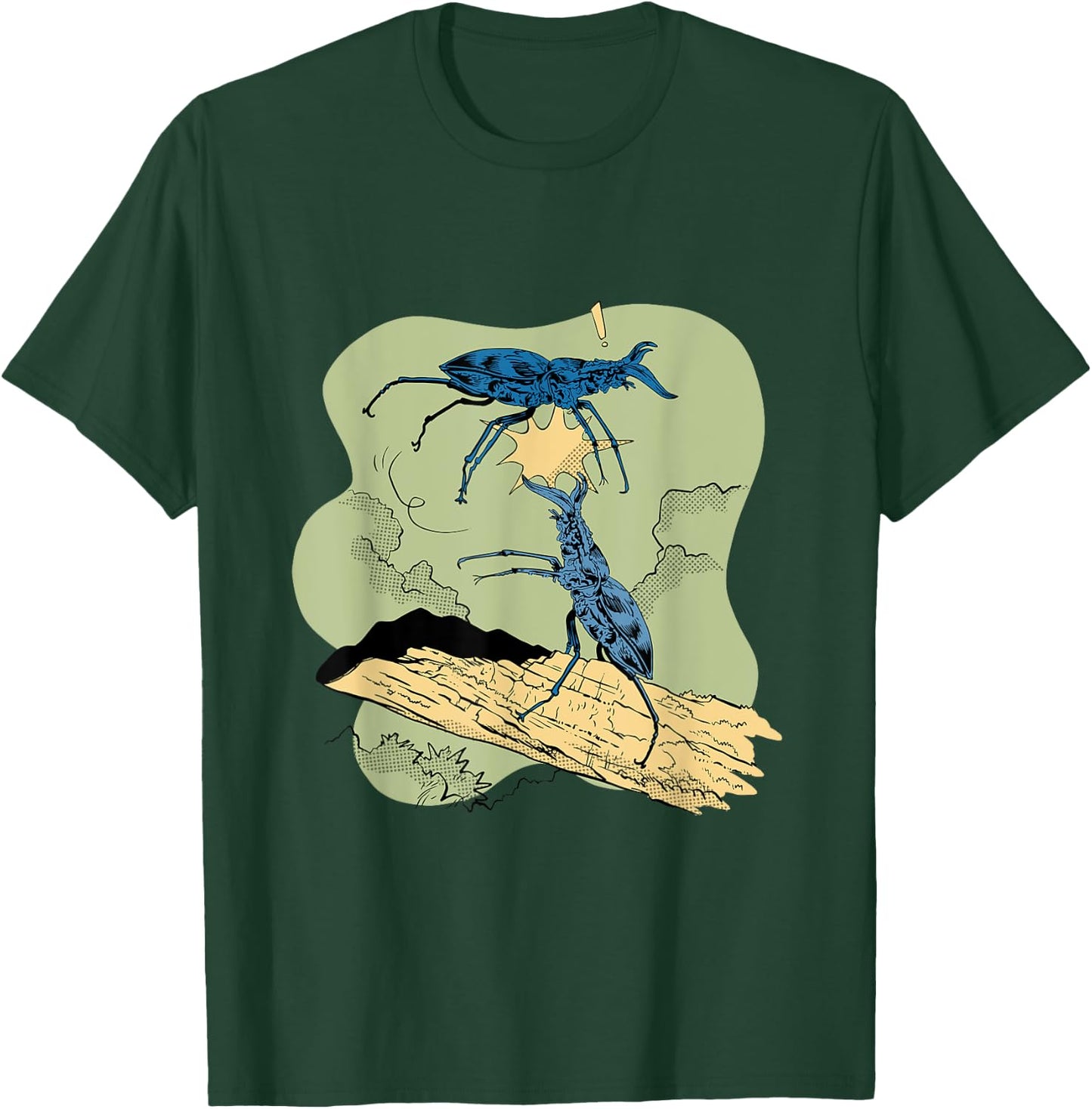 Stag beetle fights against other beetles Animal Bugs Insects T-Shirt - T-Shirt | Forest