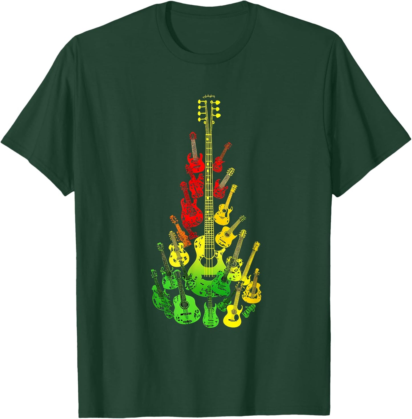 Rasta Reggae Music Guitar Jamaican Pride Rastafari Roots T-Shirt - T-Shirt | Forest