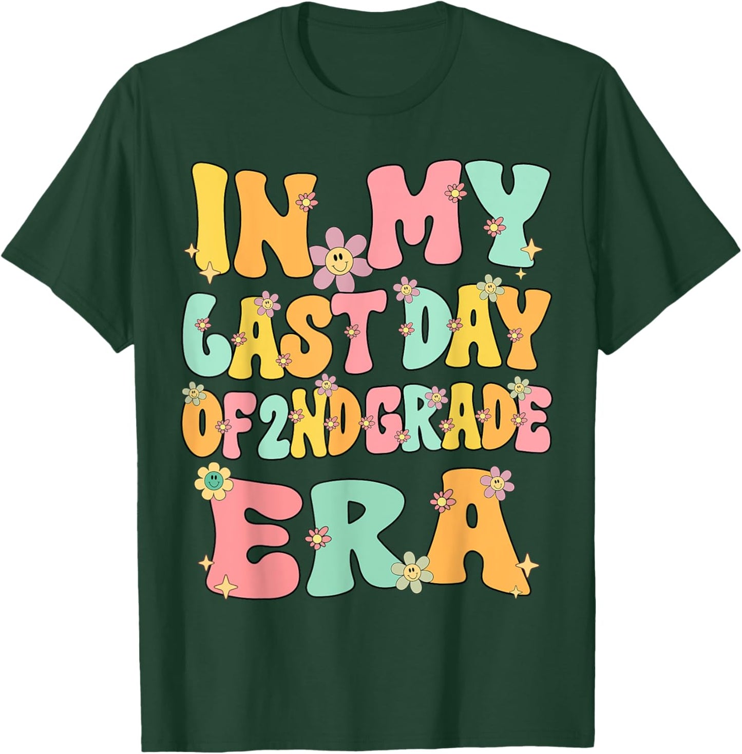 In My Last Day Of 2nd Grade Era Groovy Last Day Of 2nd Grade T-Shirt - T-Shirt | Forest