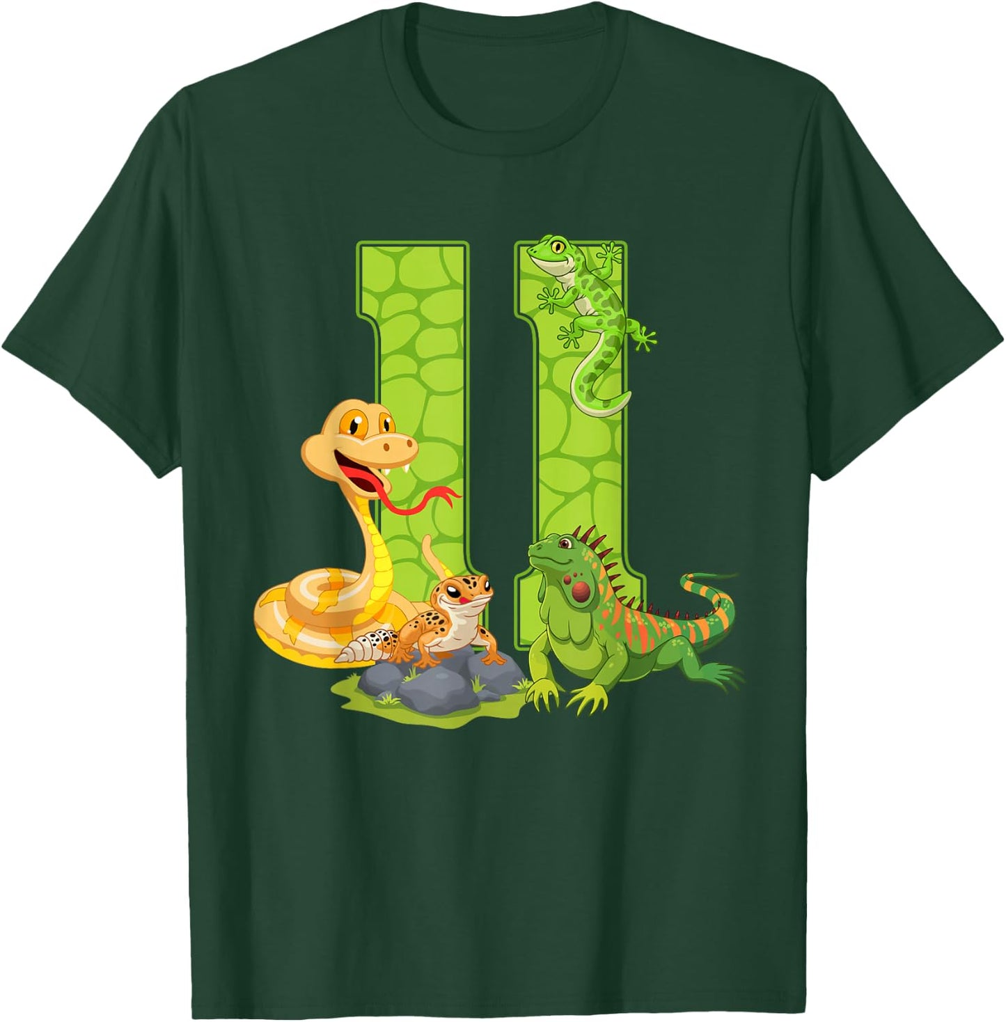 11th Birthday Snake Lizard Reptile 11 Year Old Birthday Part T-Shirt - T-Shirt | Forest