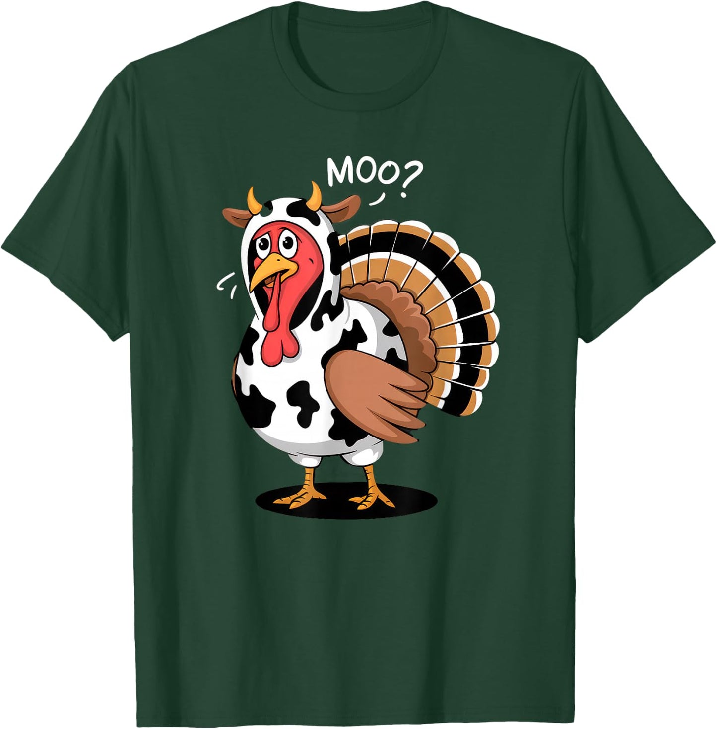 Thanksgiving Turkey Moo Cow Funny Fall , Men T-Shirt - T-Shirt | Forest