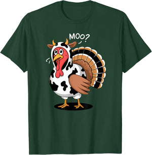 Thanksgiving Turkey Moo Cow Funny Fall , Men T-Shirt - T-Shirt | Forest
