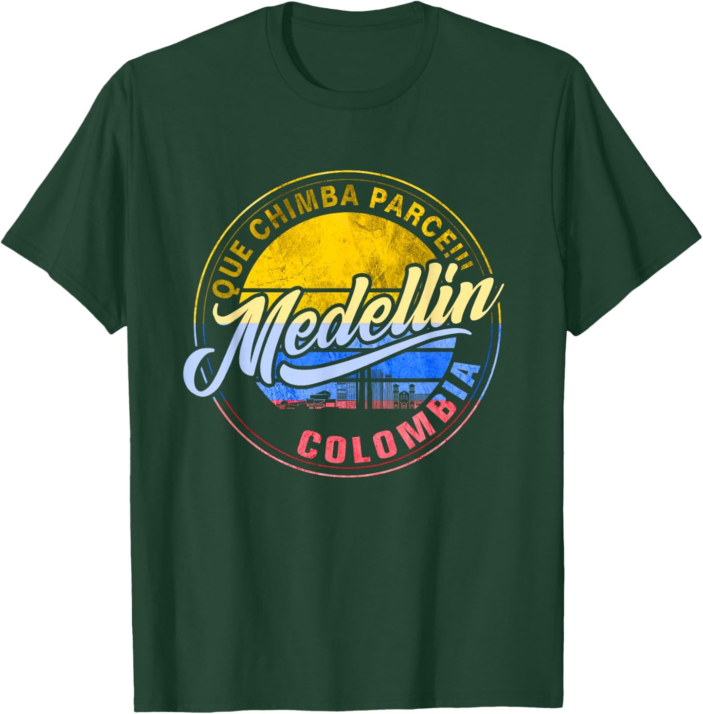 Que Chimba Because Medellin Medal Flag Colombia T-Shirt - T-Shirt | Forest