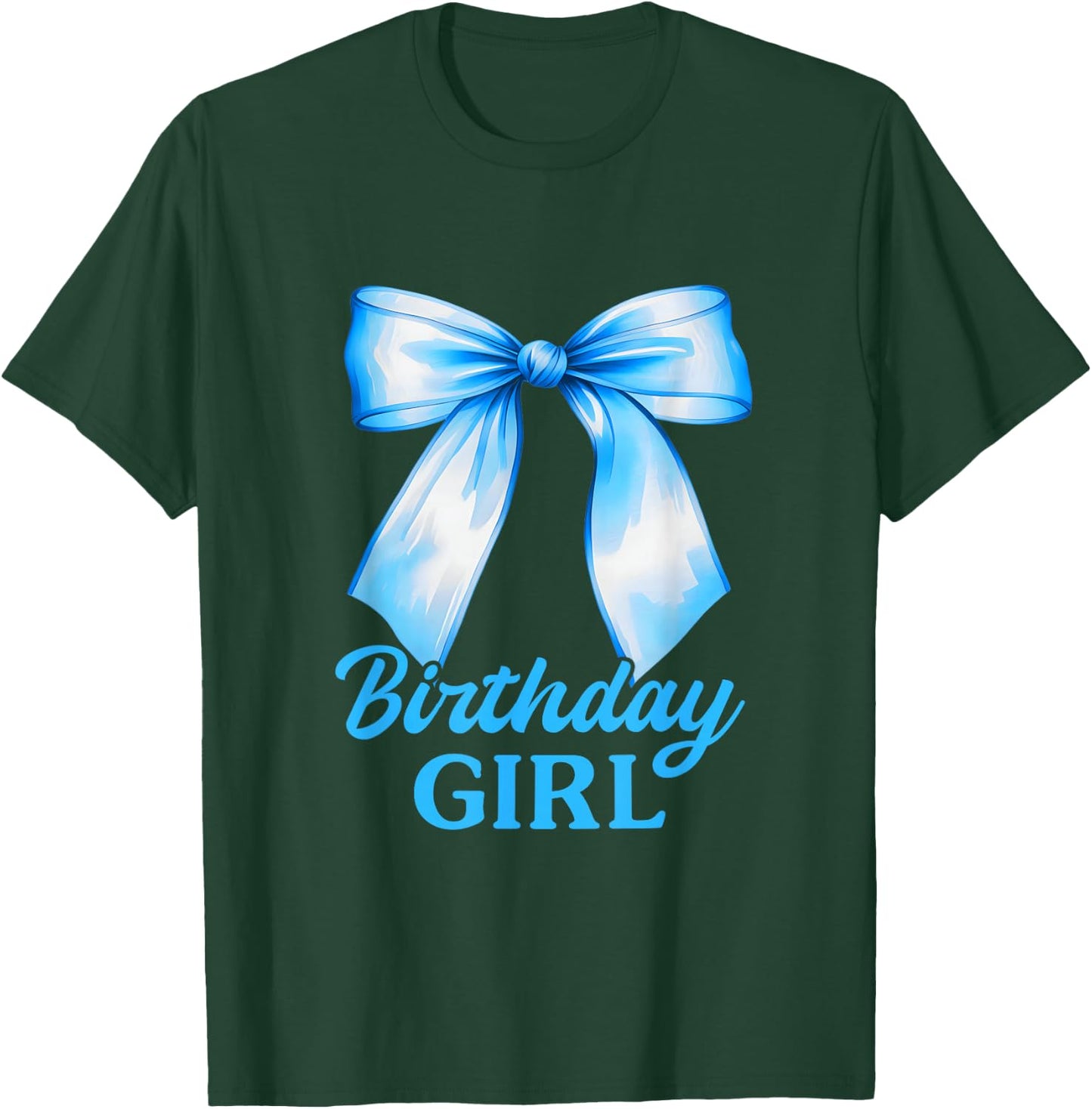 Birthday Girl Blue Coquette Bow Birthday Party Family T-Shirt - T-Shirt | Forest