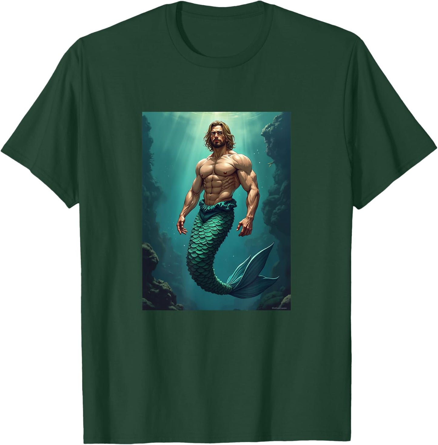 LGBTQ Transgender Gay Muscle Daddy Mermaid Gay Merman T-Shirt - T-Shirt | Forest