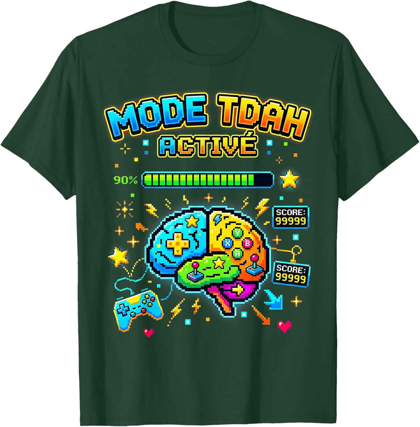Gamer Mode TDAH Activé pour Neurodivergent Ado Enfant T-Shirt - T-Shirt | Forest