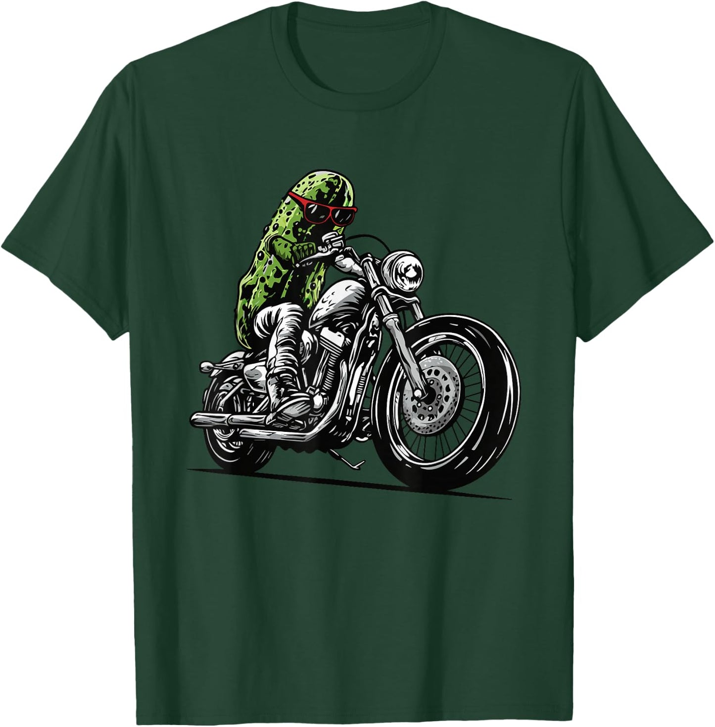 Pickle Motorcycle Biker Cucumber Vegetables T-Shirt - T-Shirt | Forest