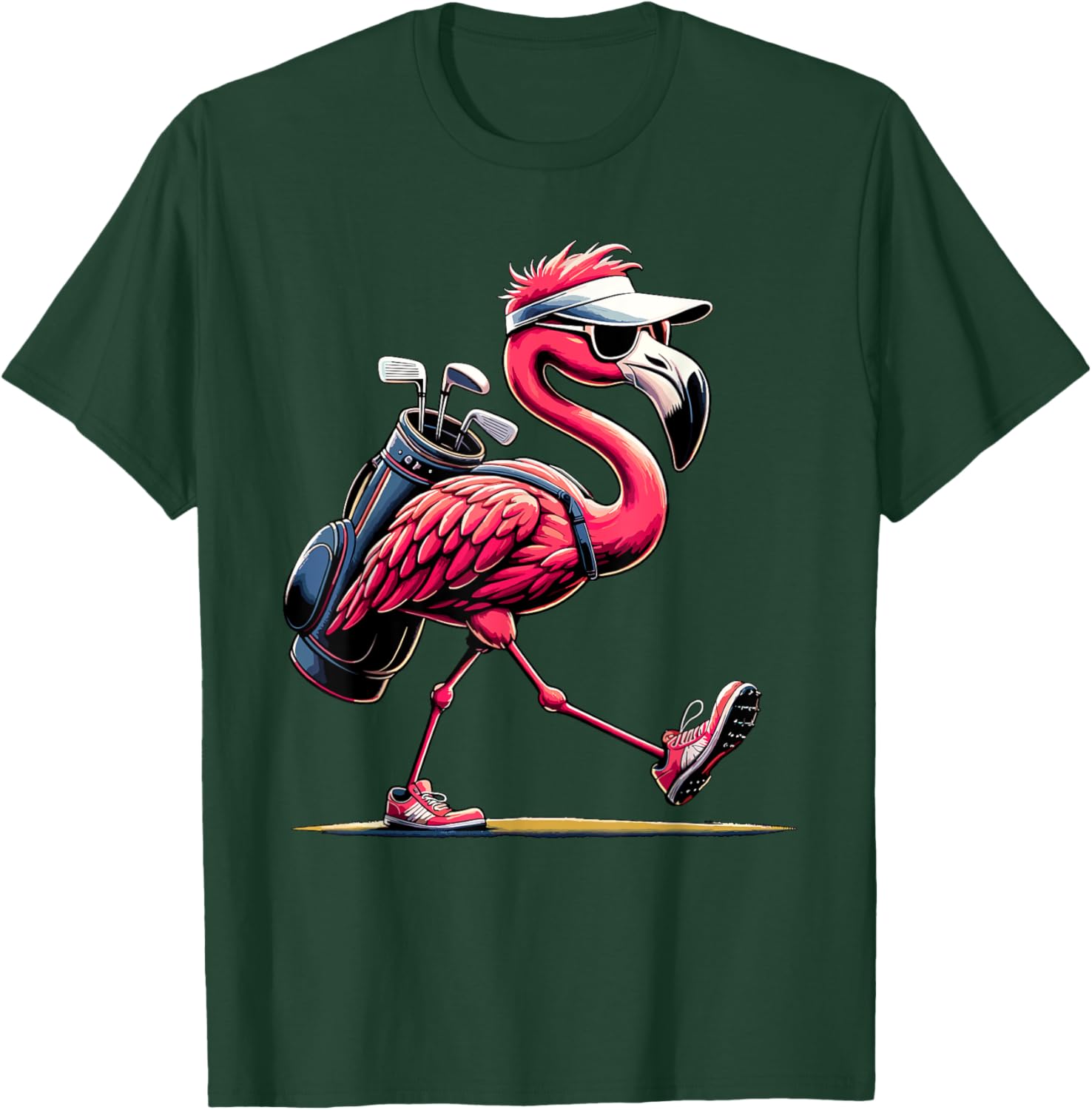 Funny Golf Novelty Men Women Kids Pink Flamingo Golfing T-Shirt - T-Shirt | Forest