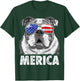 English Bulldog 4th of July Merica Men Women USA Flag Retro T-Shirt - T-Shirt | Forest