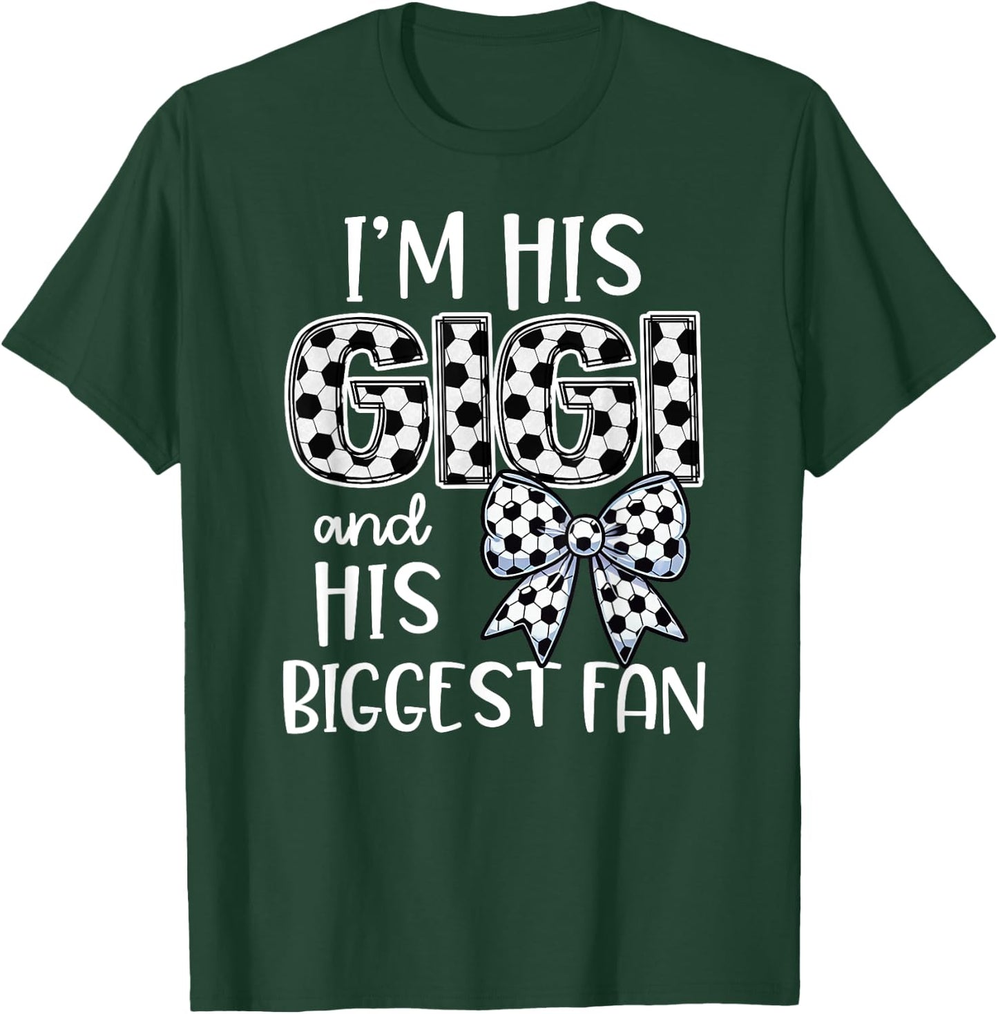 Buncho Gifts Soccer Grandma - Blue, Small - Short Sleeve, - Women's Soccer Fan - I'm his Gigi and Biggest Fan T-Shirt - T-Shirt | Forest