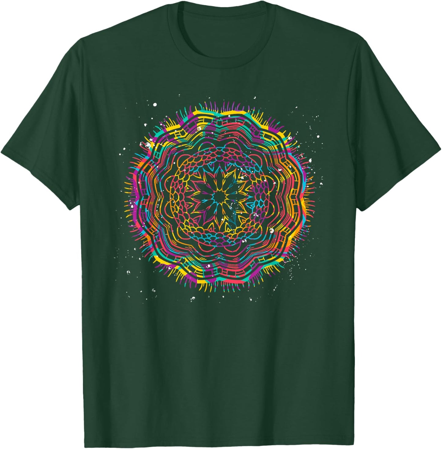 Bohemian Fractal Geometry Yogi Spiritual Mandala T-Shirt - T-Shirt | Forest