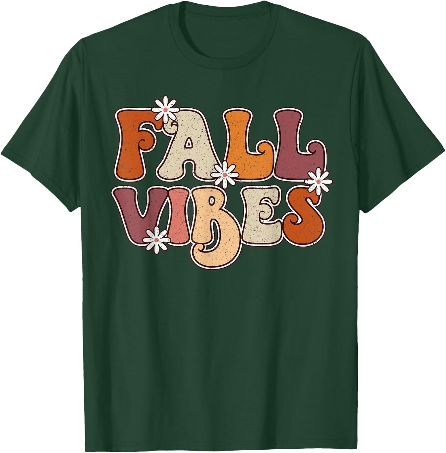 Fall Vibes Retro Groovy Thanksgiving Autumn Fall Lover Women T-Shirt - T-Shirt | Forest