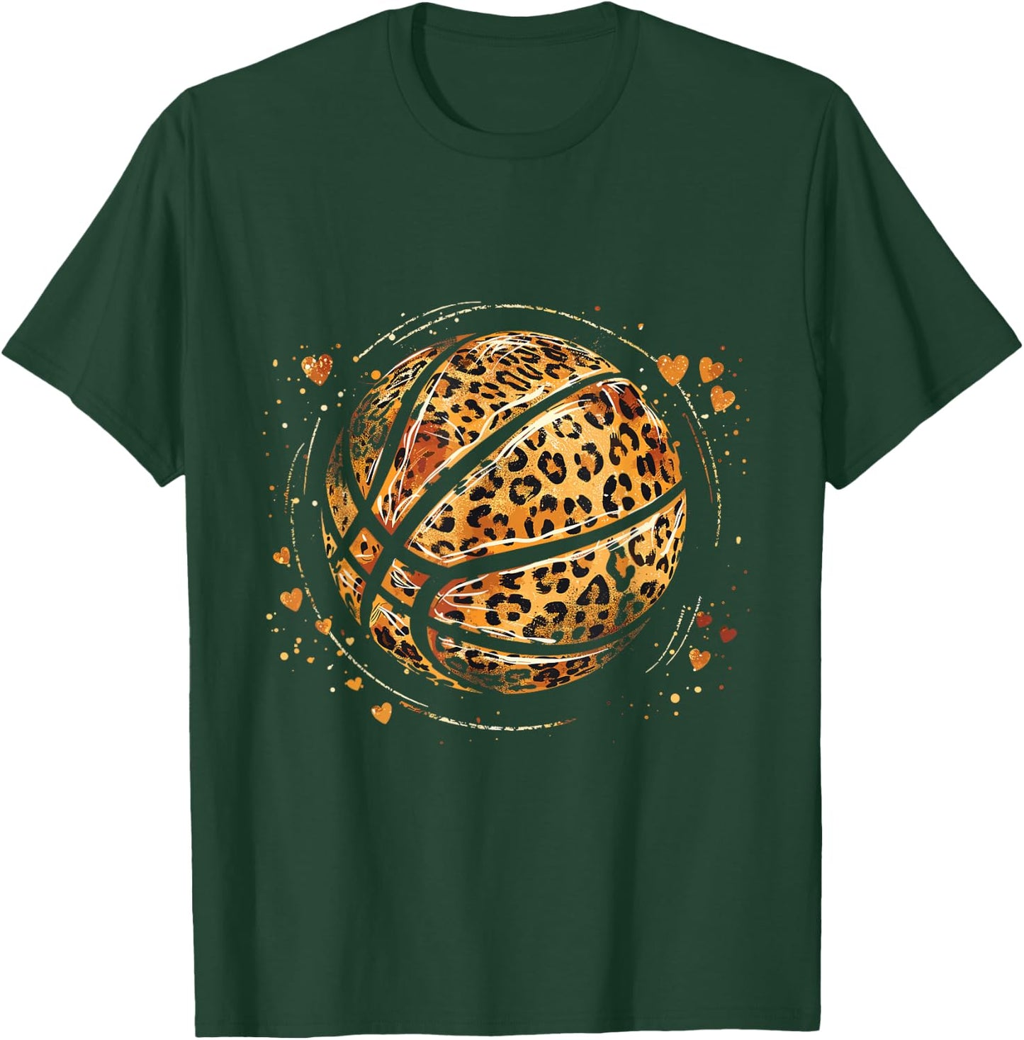 Cute Basketball Leopard Print Girls Basketball Lovers T-Shirt - T-Shirt | Forest