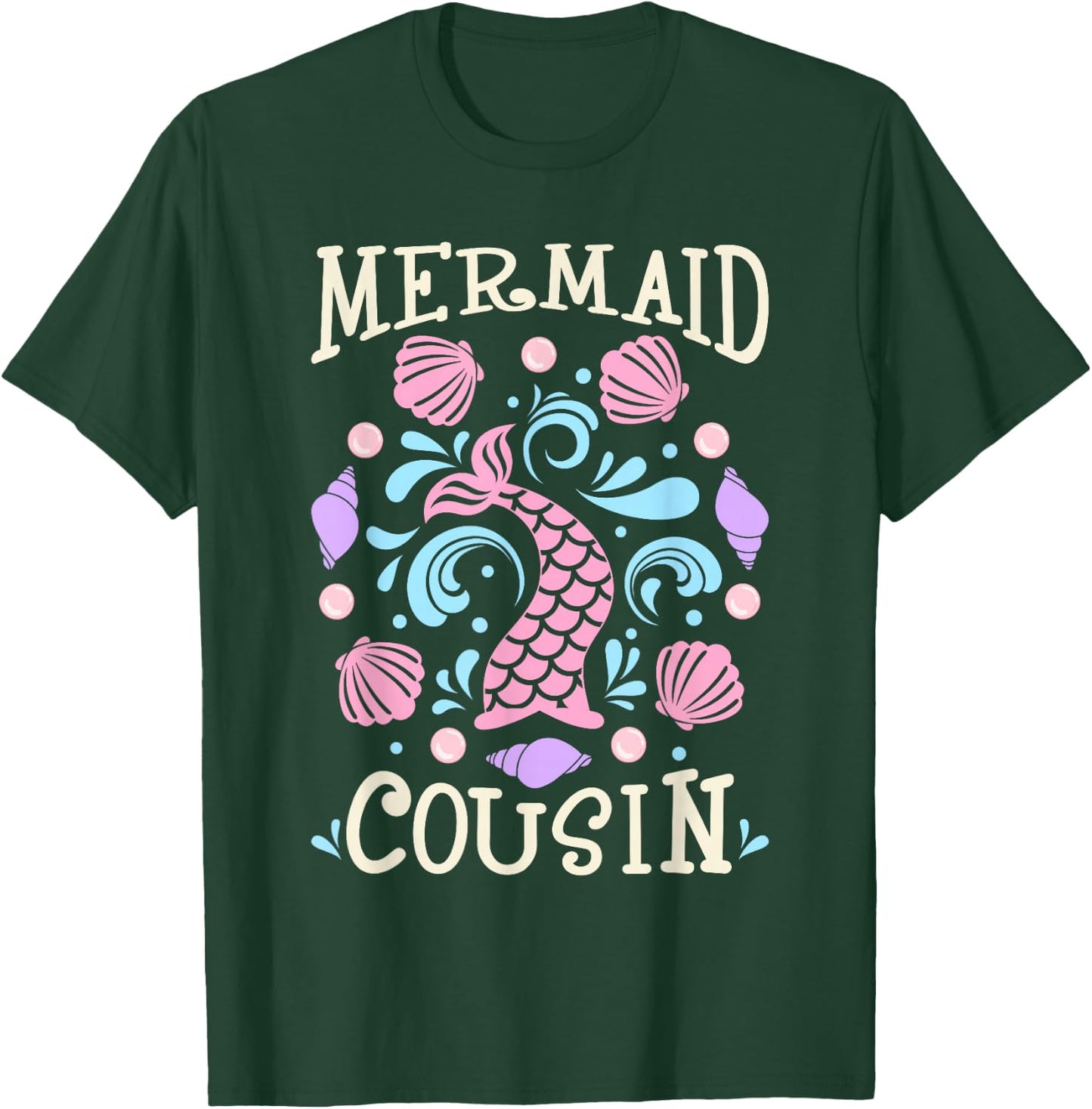 Mermaid Birthday Outfit Girls Mermaid Party Mermaid Cousin T-Shirt - T-Shirt | Forest