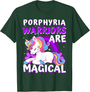 Warriors Are Magical Porphyria Awareness Ribbon Unicorn T-Shirt - T-Shirt | Forest