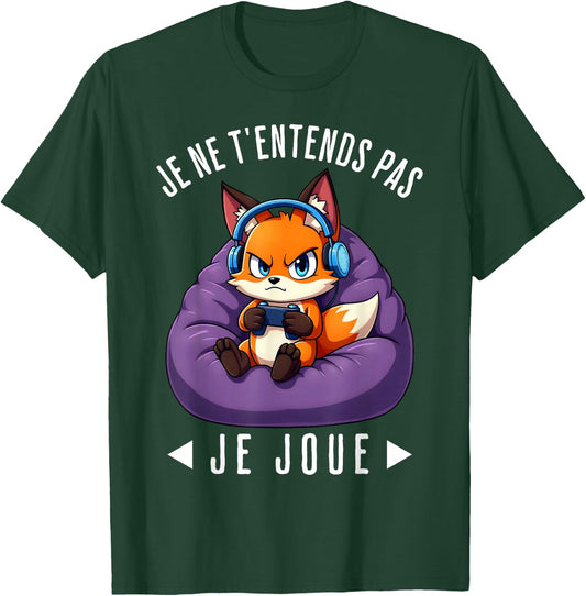 Funny Fox Fox Gamer Funny For Man Boy , Black, S T-Shirt - T-Shirt | Forest
