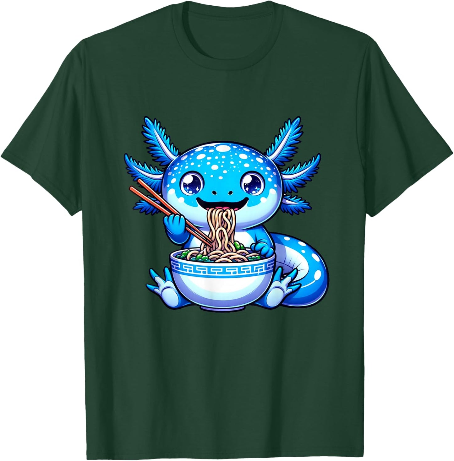 Kawaii Axolotl Ramen Anime Cutecore Teens Kids T-Shirt - T-Shirt | Forest