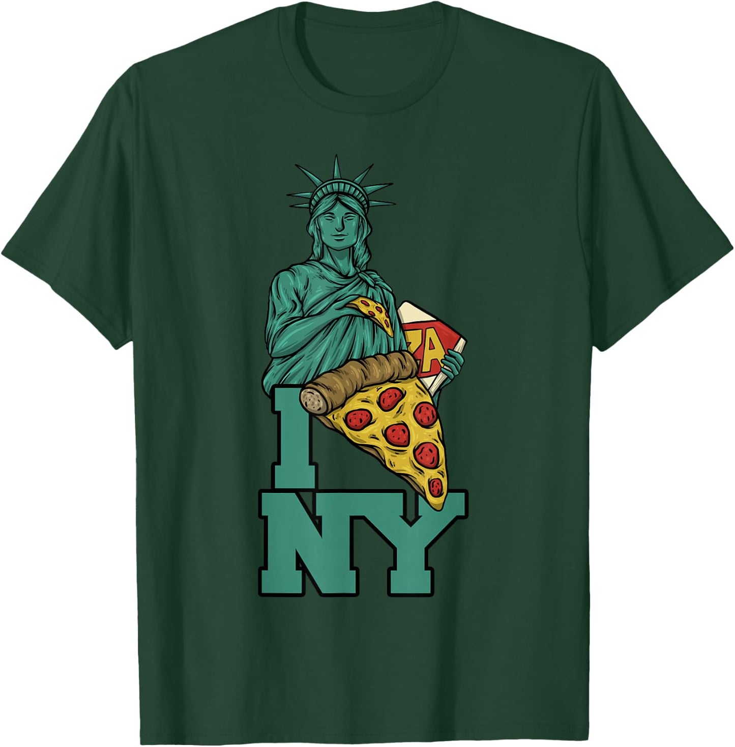 I Love New York Pizza Statue of Liberty USA America Food T-Shirt - T-Shirt | Forest