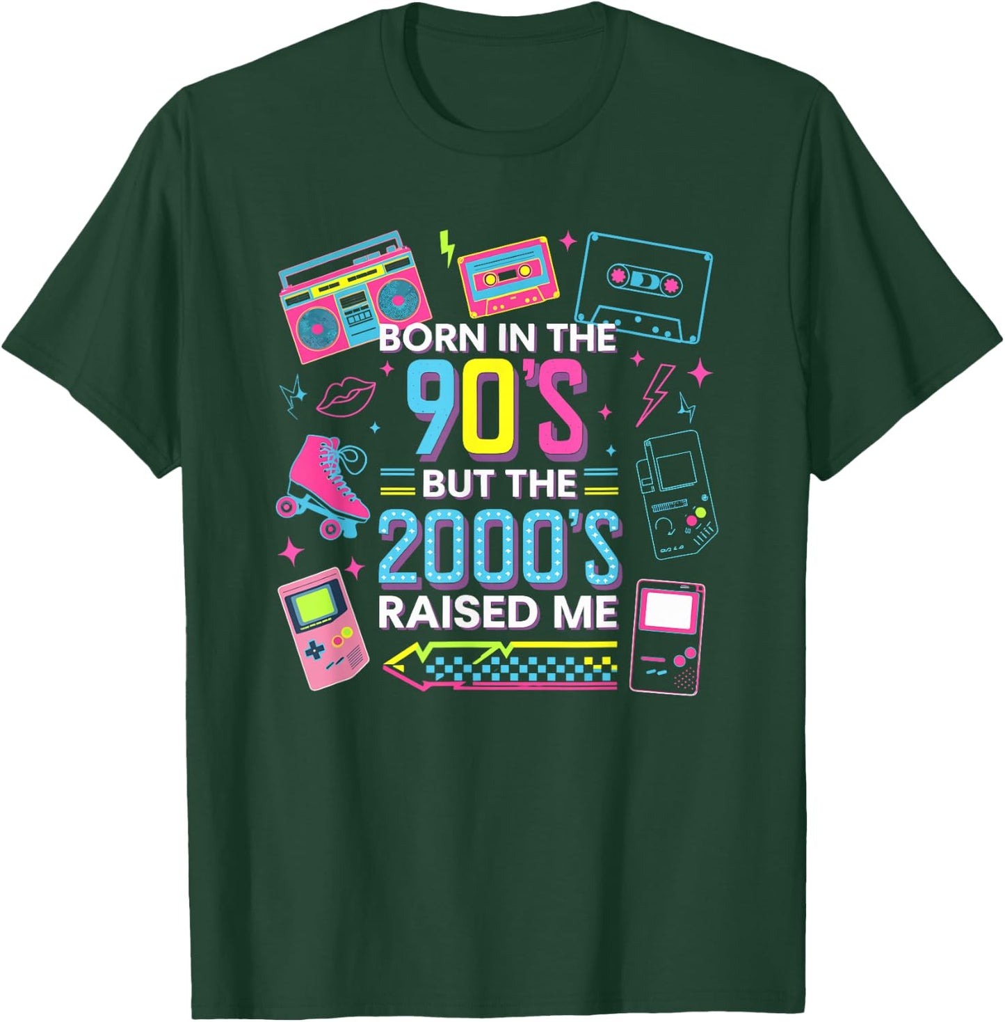 Born in the 90s, but the 2000 years made me revive the retro style , Black, S T-Shirt - T-Shirt | Forest