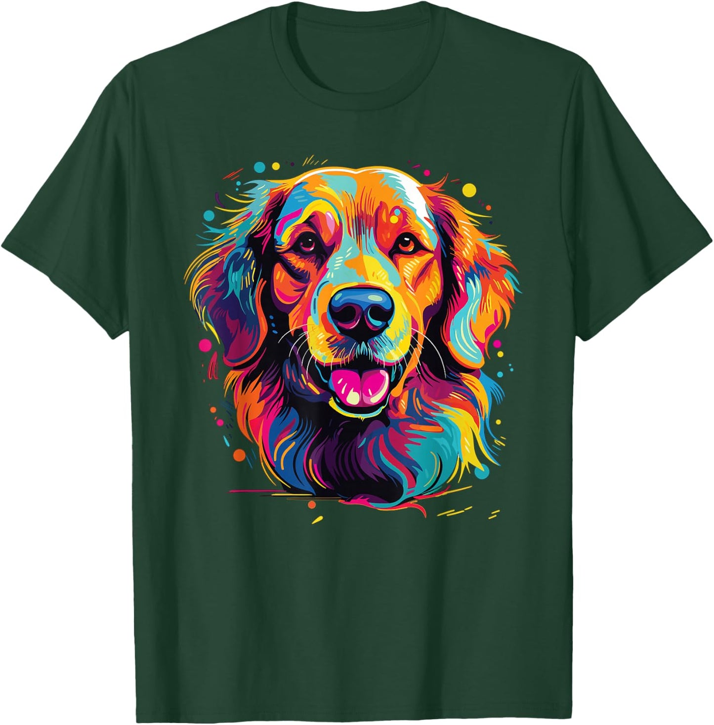 Watercolor Colorful Golden Retriever Dog T-Shirt - T-Shirt | Forest