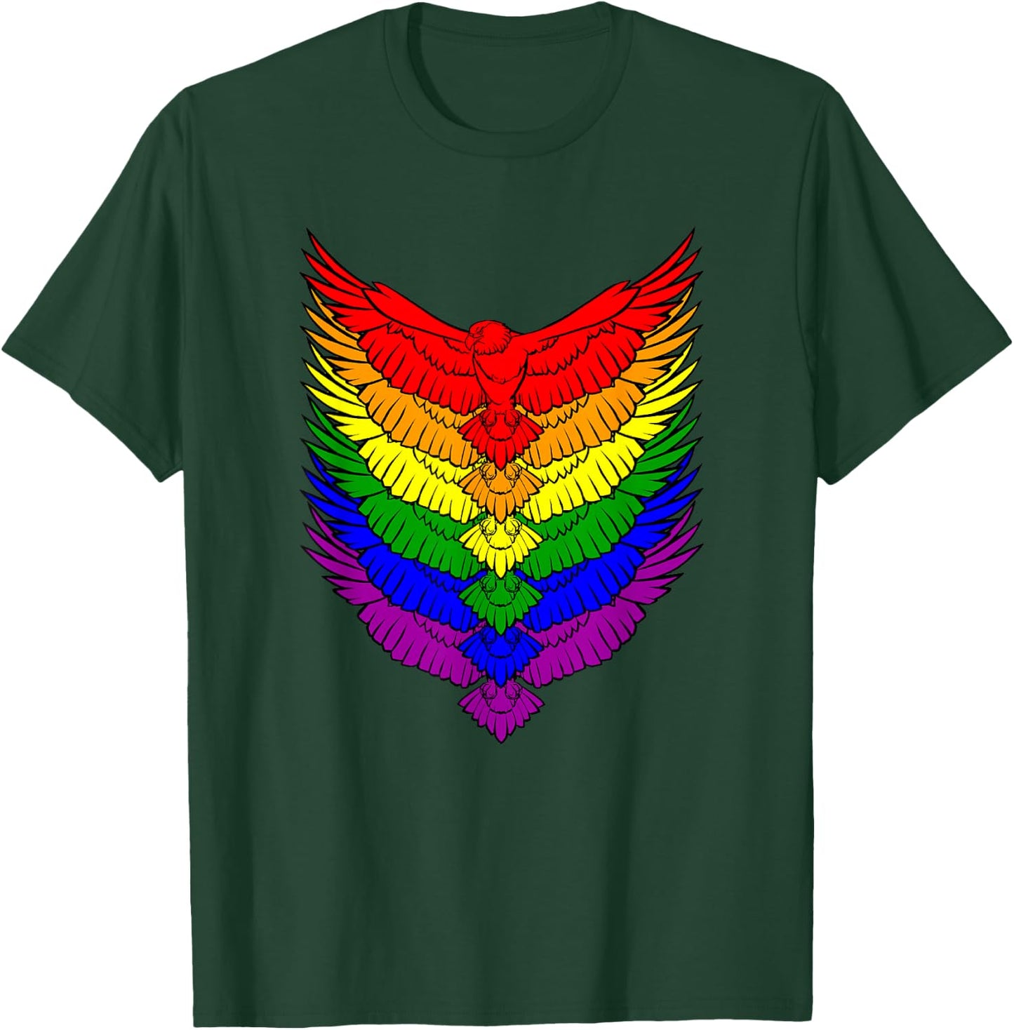 Hawks LGBTQ Strong Gay Pride Rainbow Flag LGBT Hawks Birds T-Shirt - T-Shirt | Forest