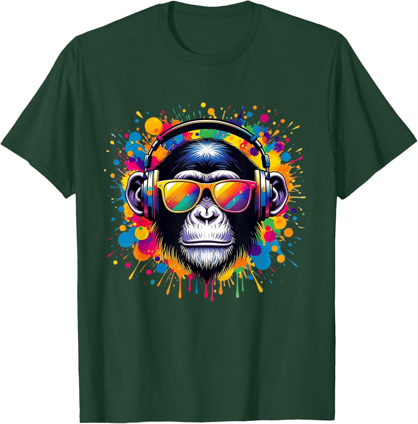 DJ Affen Monkey mit Kopfhörer und Sonnenbrille Herren Jungen T-Shirt - T-Shirt | Forest