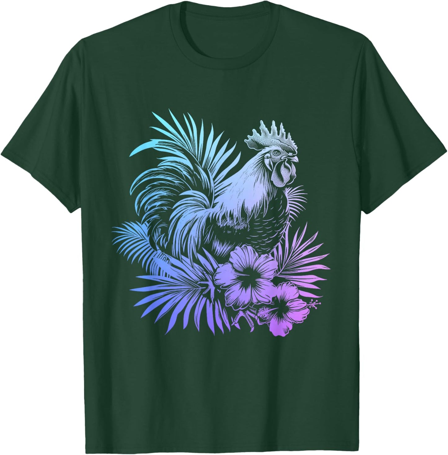 Rooster Hawaiian Flowers Chicken Kauai Hawaii Vintage T-Shirt - T-Shirt | Forest