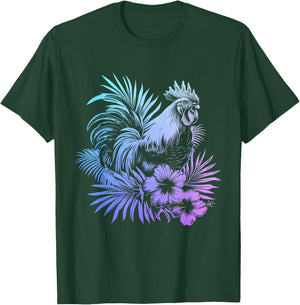 Rooster Hawaiian Flowers Chicken Kauai Hawaii Vintage T-Shirt - T-Shirt | Forest