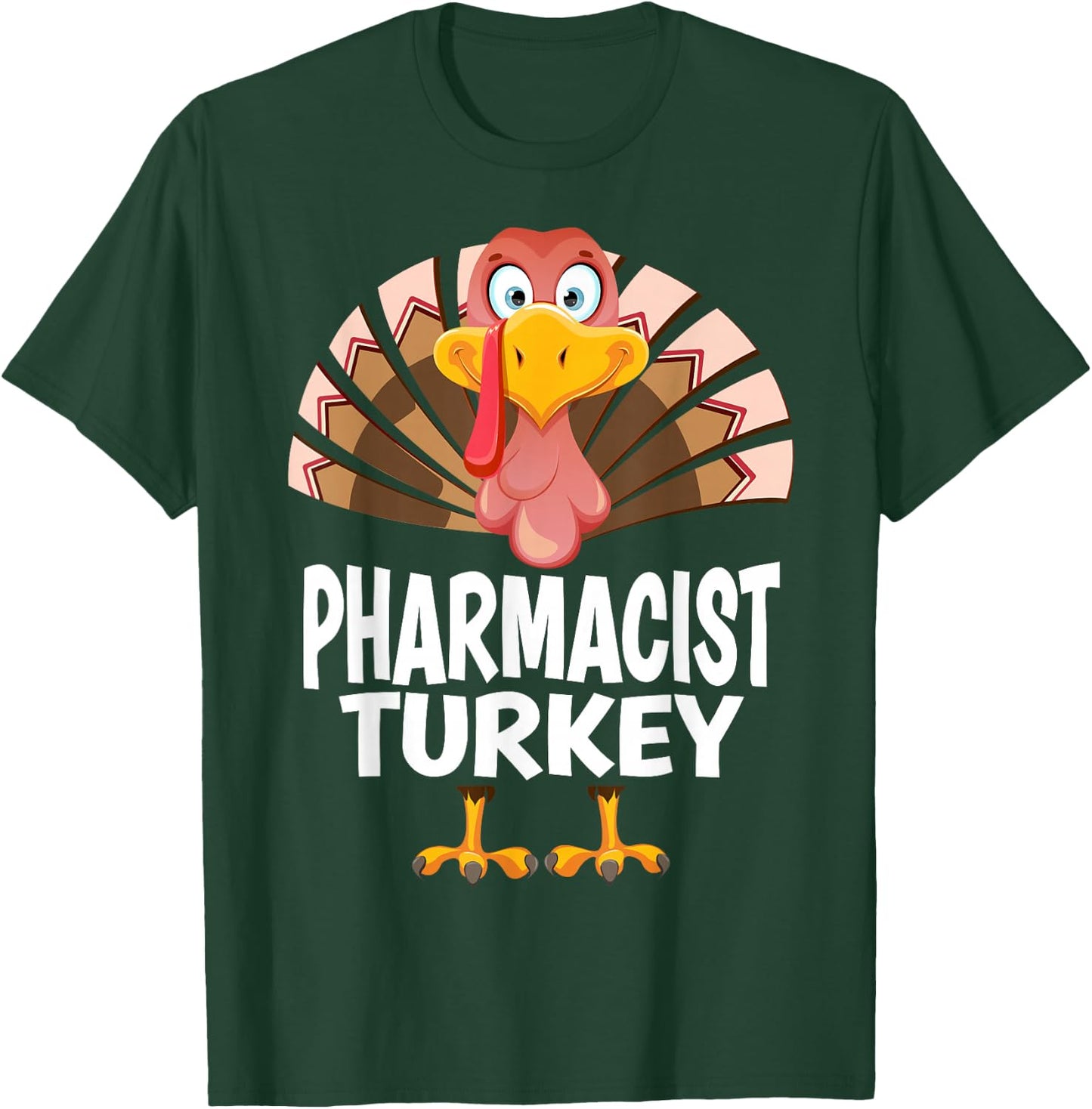 Thanksgiving Pharmacist Turkey Matching Pajama T-Shirt - T-Shirt | Forest