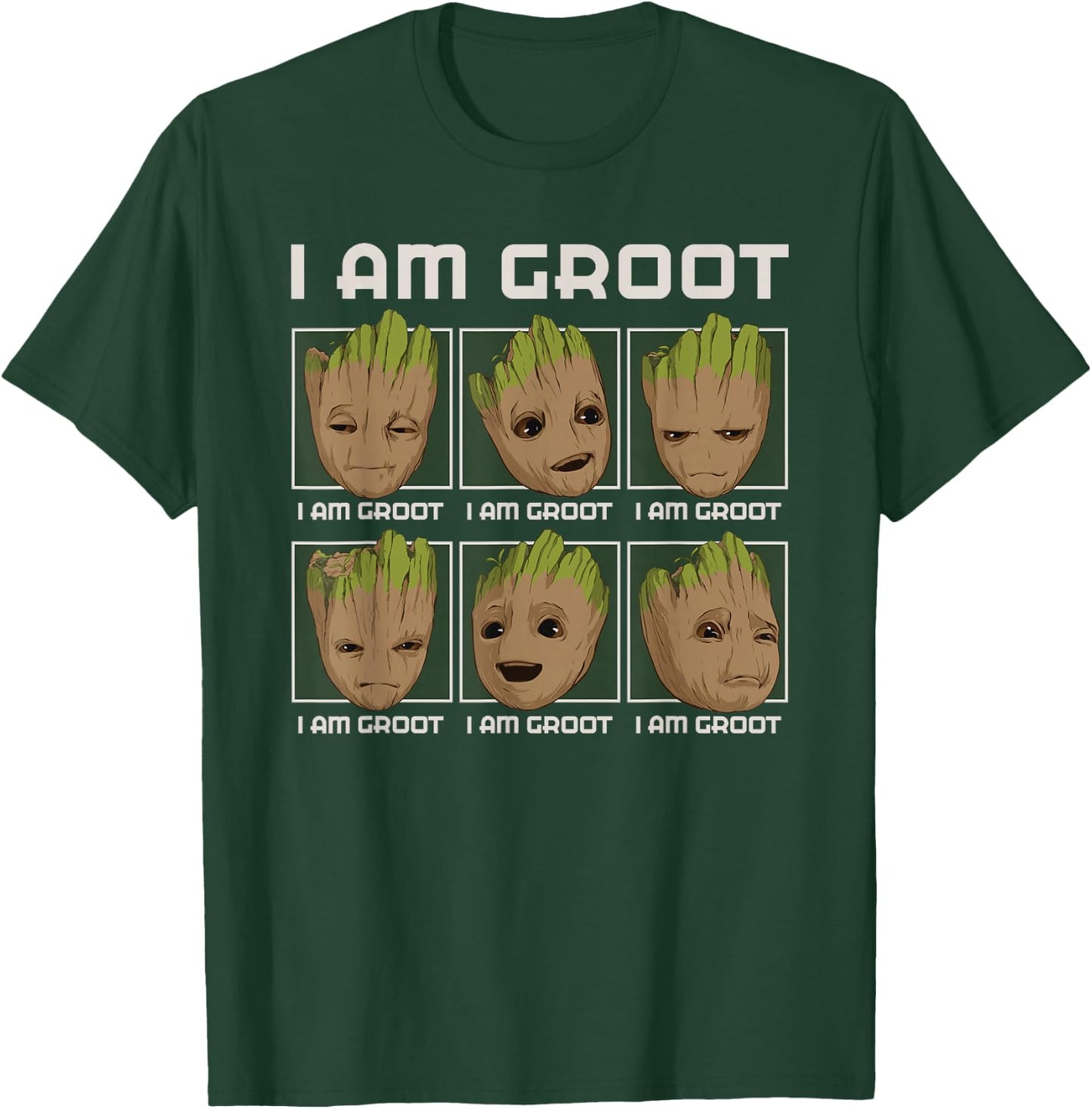 Marvel I Am Groot Guardians of The Galaxy Moods of Groot T-Shirt - T-Shirt | Forest