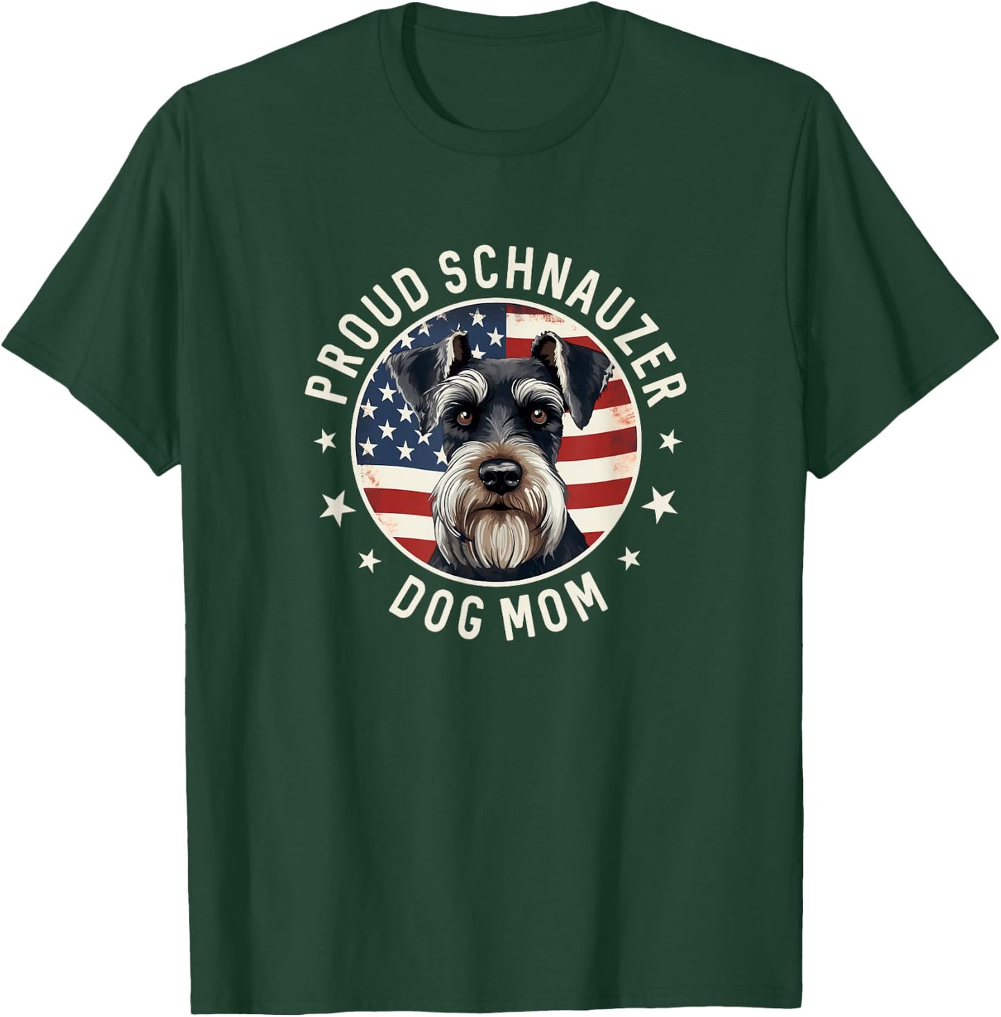 Proud Schnauzer Mom American Flag, Schnauzer Dog Mom T-Shirt - T-Shirt | Forest