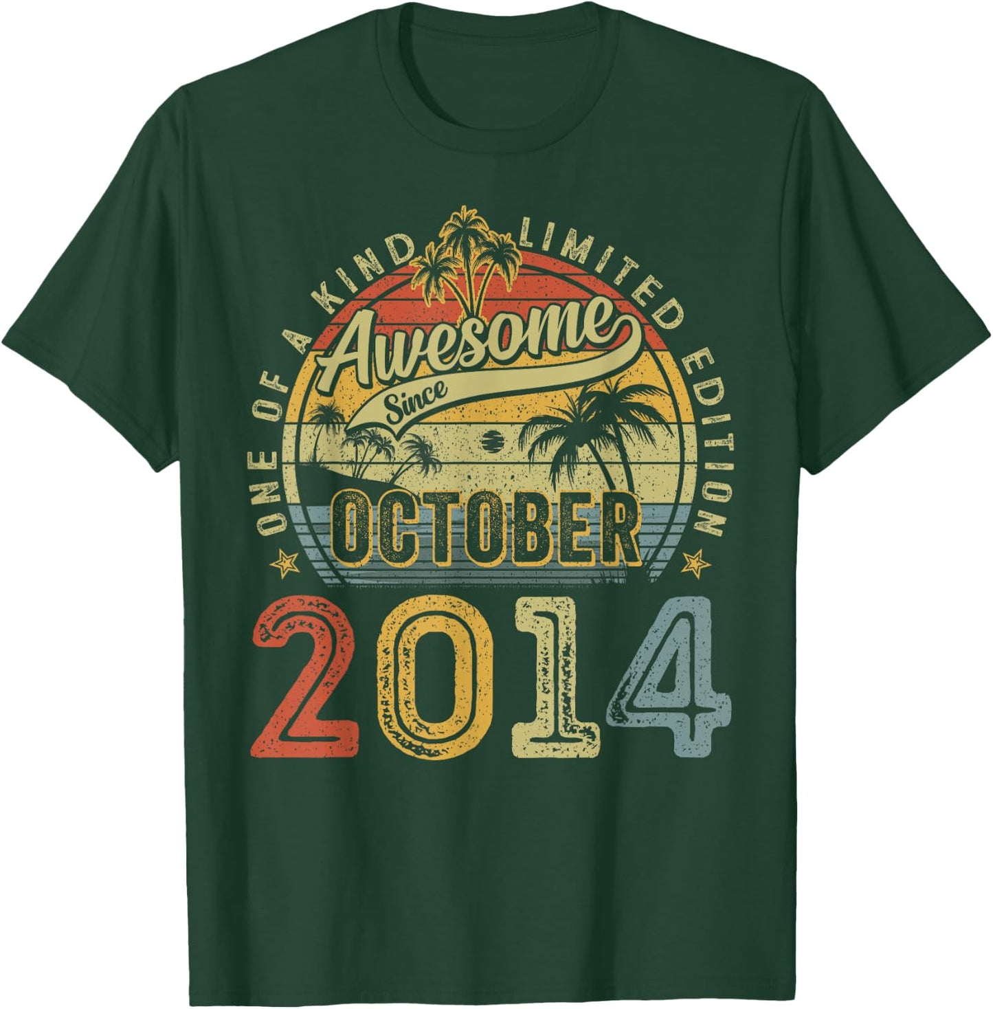 Awesome Since October 2014 Vintage Boys Girls 10th Birthday T-Shirt - T-Shirt | Forest